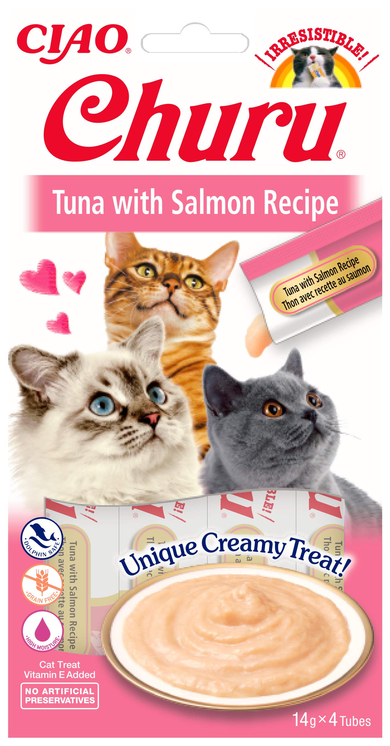 Ciao Churu Sticks by INABA Cat Treat, Tuna & Salmon Flavour 12 Pack (48 x 14g total) / Soft & Creamy Cat Treat