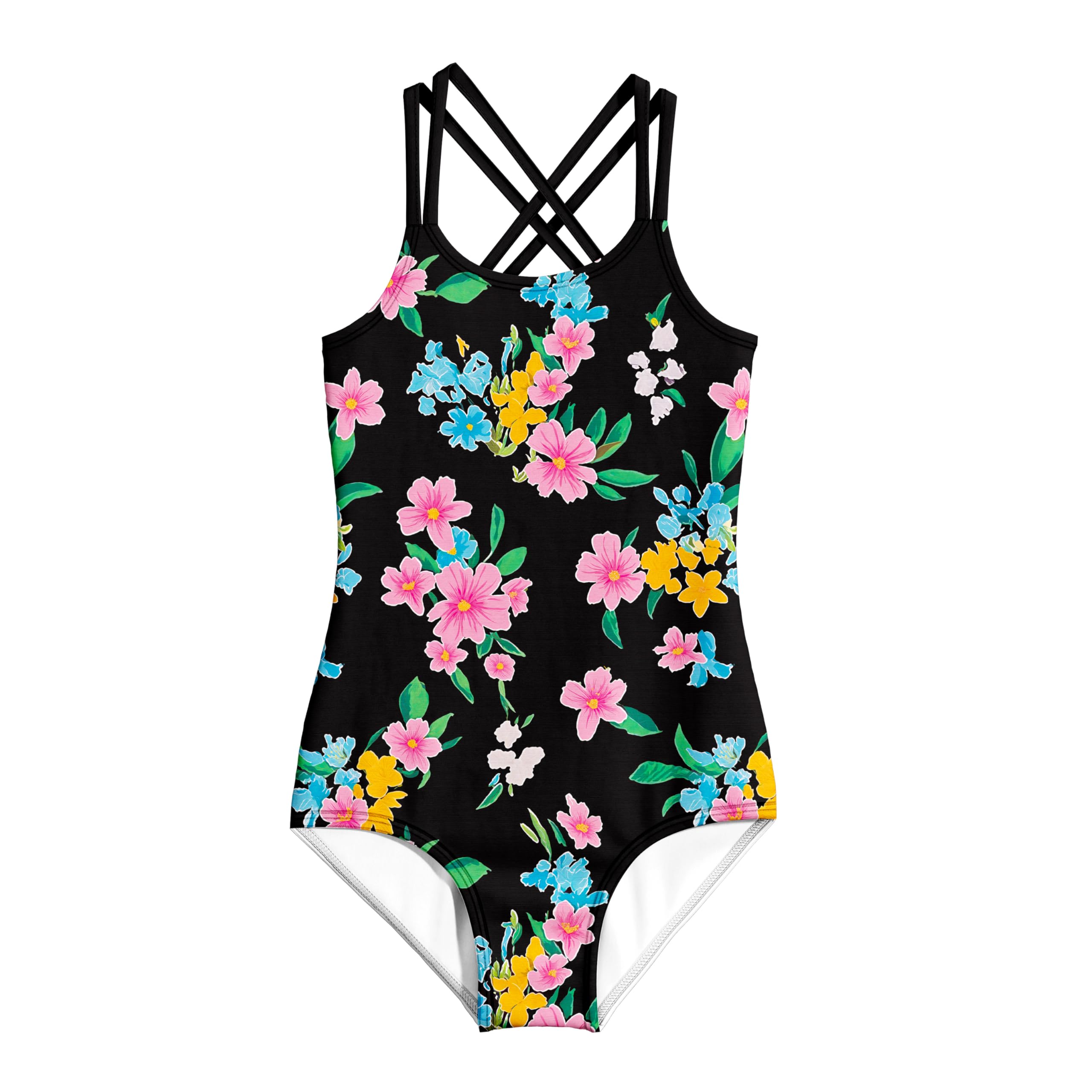 LQSZ Girls One Piece Swimsuits Quick Dry Beach Bathing Suit Cross Shoulder Strap Swimwear