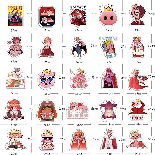 Miniatura 2 de 100Pcs Technoblades Game Pink Pig Cute Vinyl CartoonStickers for Kids Girls Boys Teens Adults for Water Bottles Laptop Phone Journaling for Birthday