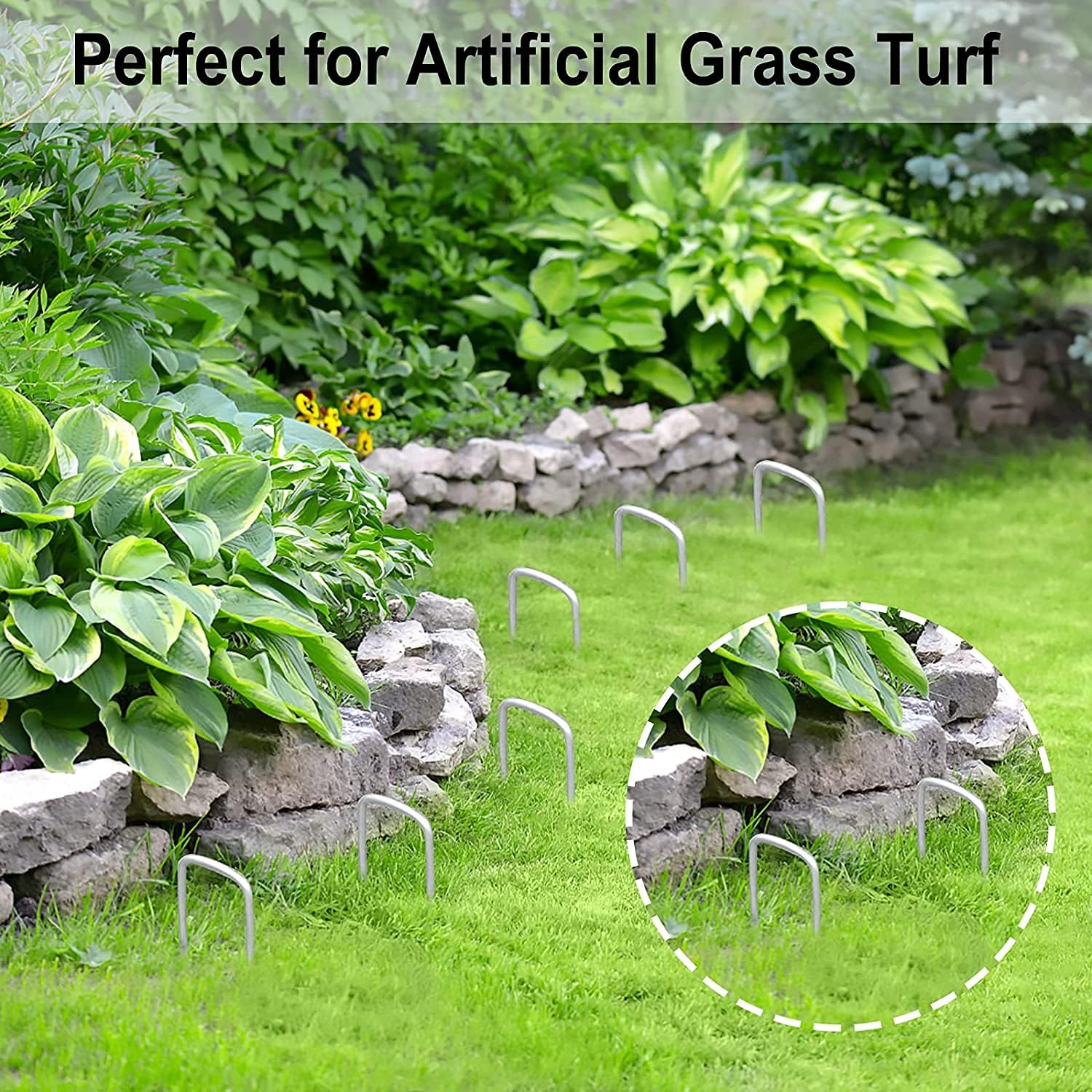 U&MEI Landscape Staples, 6" Heavy-Duty Garden Stakes Ground Landscape Pins,U-Shaped Galvanized Securing Weed Fabric Landscape Fabric Netting Ground Sheets and Camping Tent 50 Packs (6.0inch)