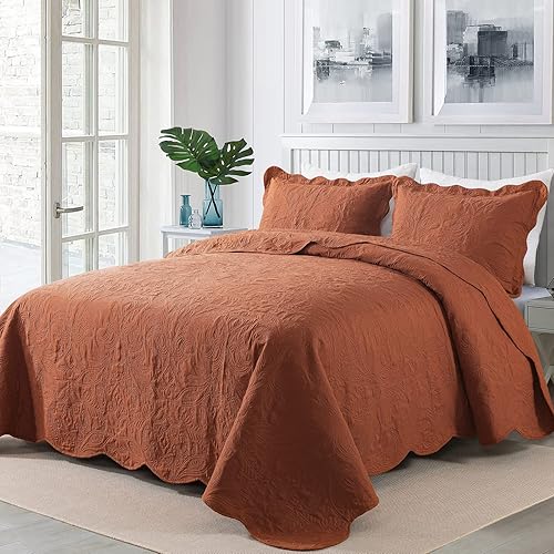 Miniatura 2 de HoneiLife - Colcha bordada tamaño King - Juego de edredón de microfibra de 3 piezas, colchas ligeras, cubrecamas reversibles, funda de cama retro,