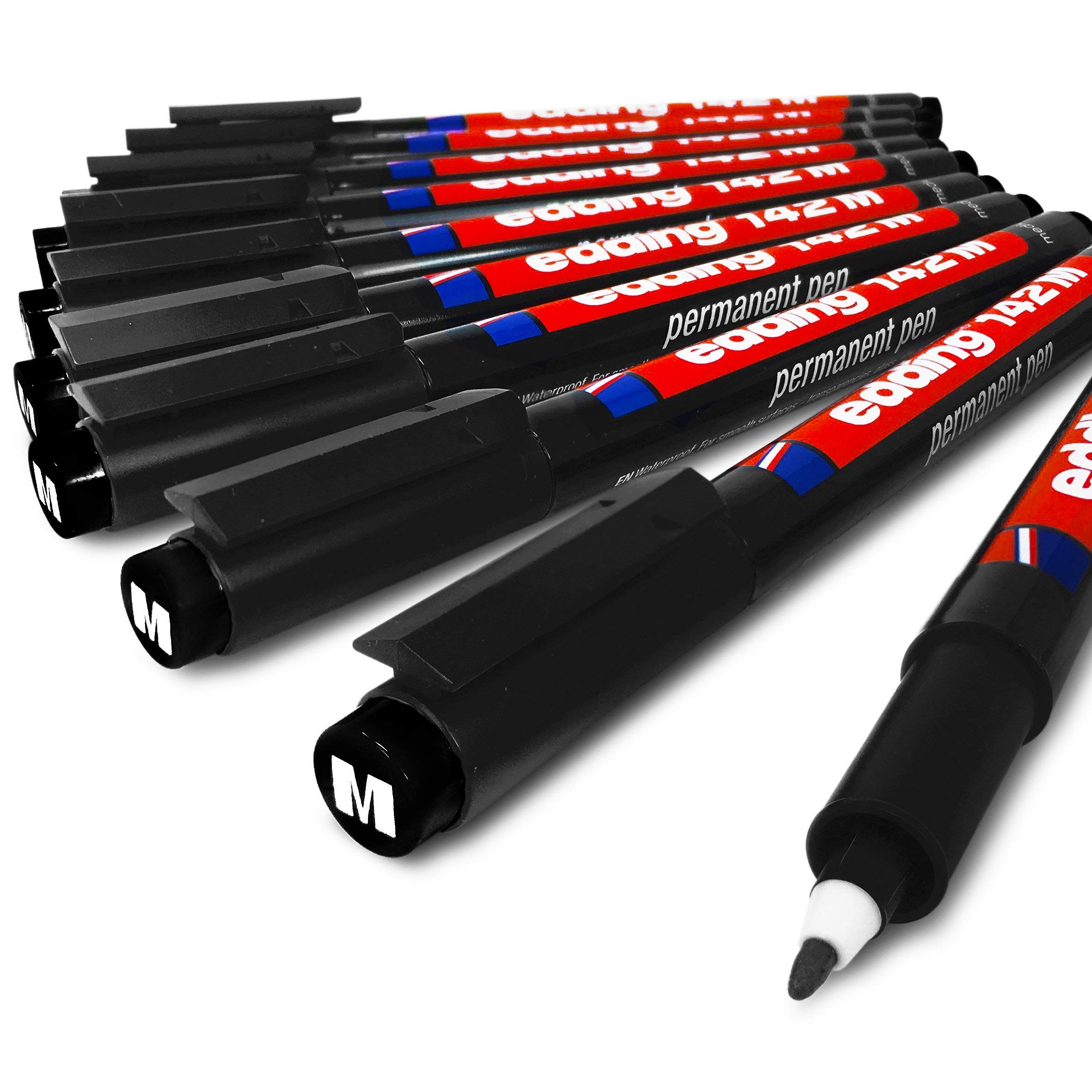 edding142M Permanent Pen - Medium 1.0mm Nib - Box of 10 Black