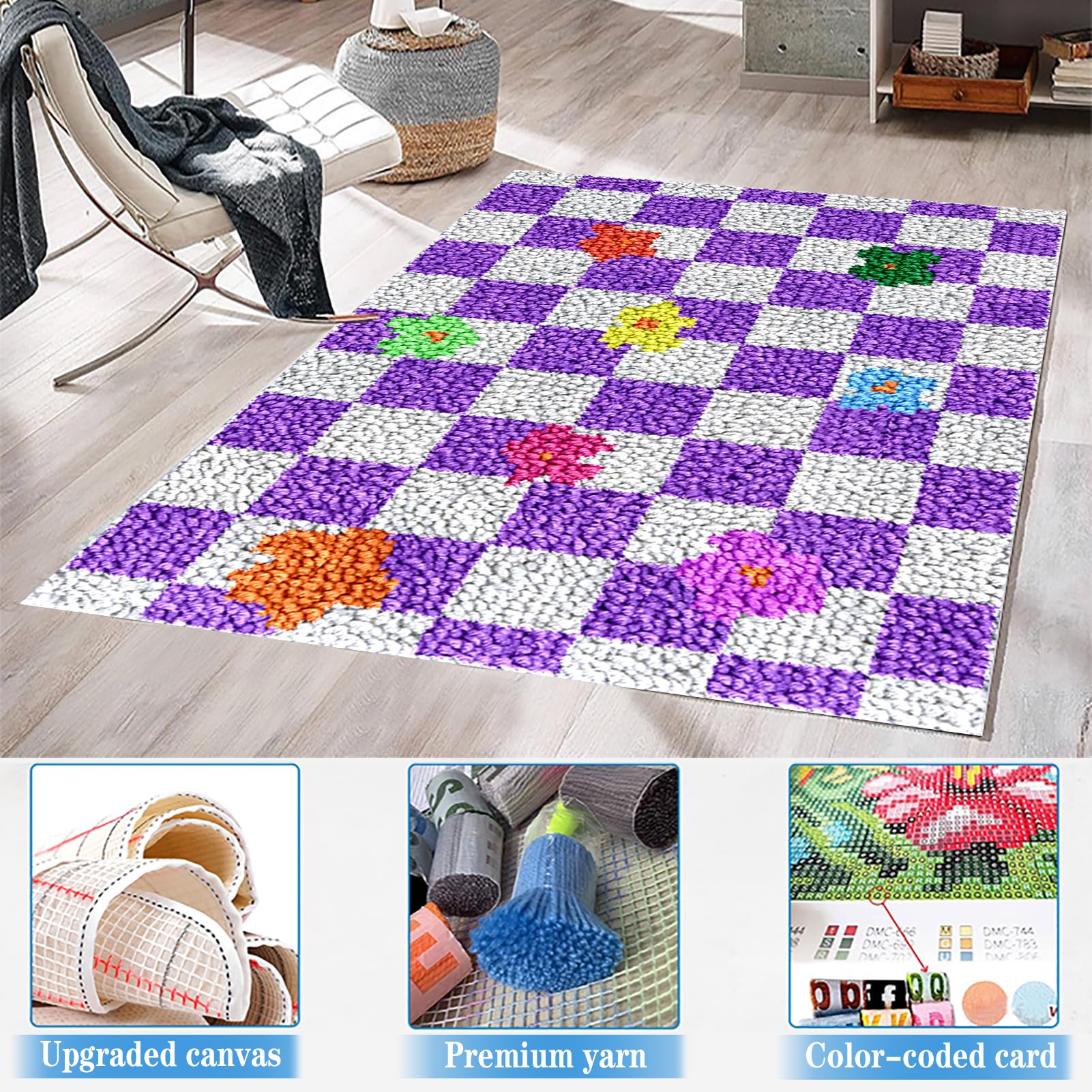 DIY Knüpfteppich Set 38x52cm - Latch Hook Kit Für Kinder & Erwachsene