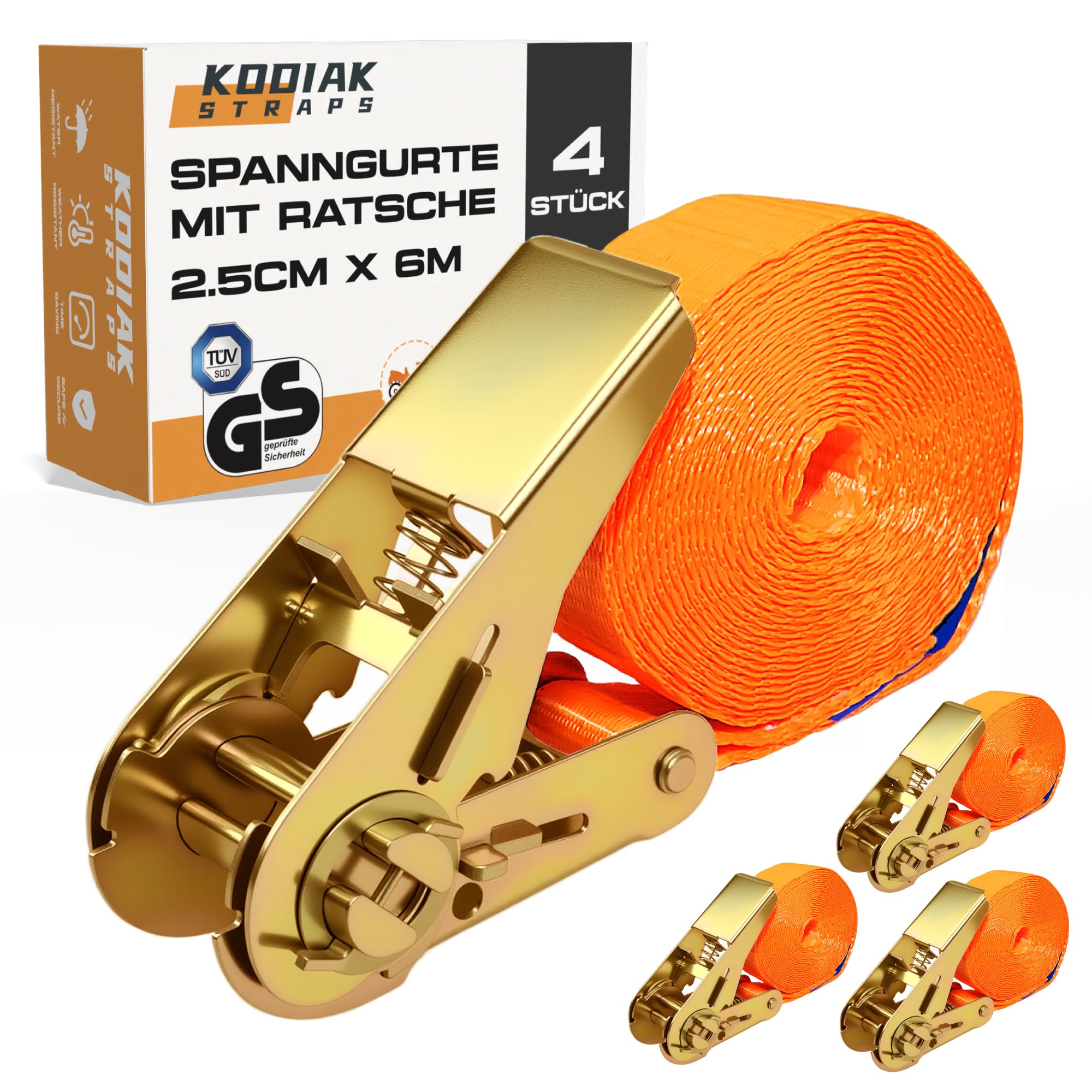10 Pack Ratchet Straps 6m x 1000kg with Ratchet Buckle, 25mm Lashing Straps with Ratchet