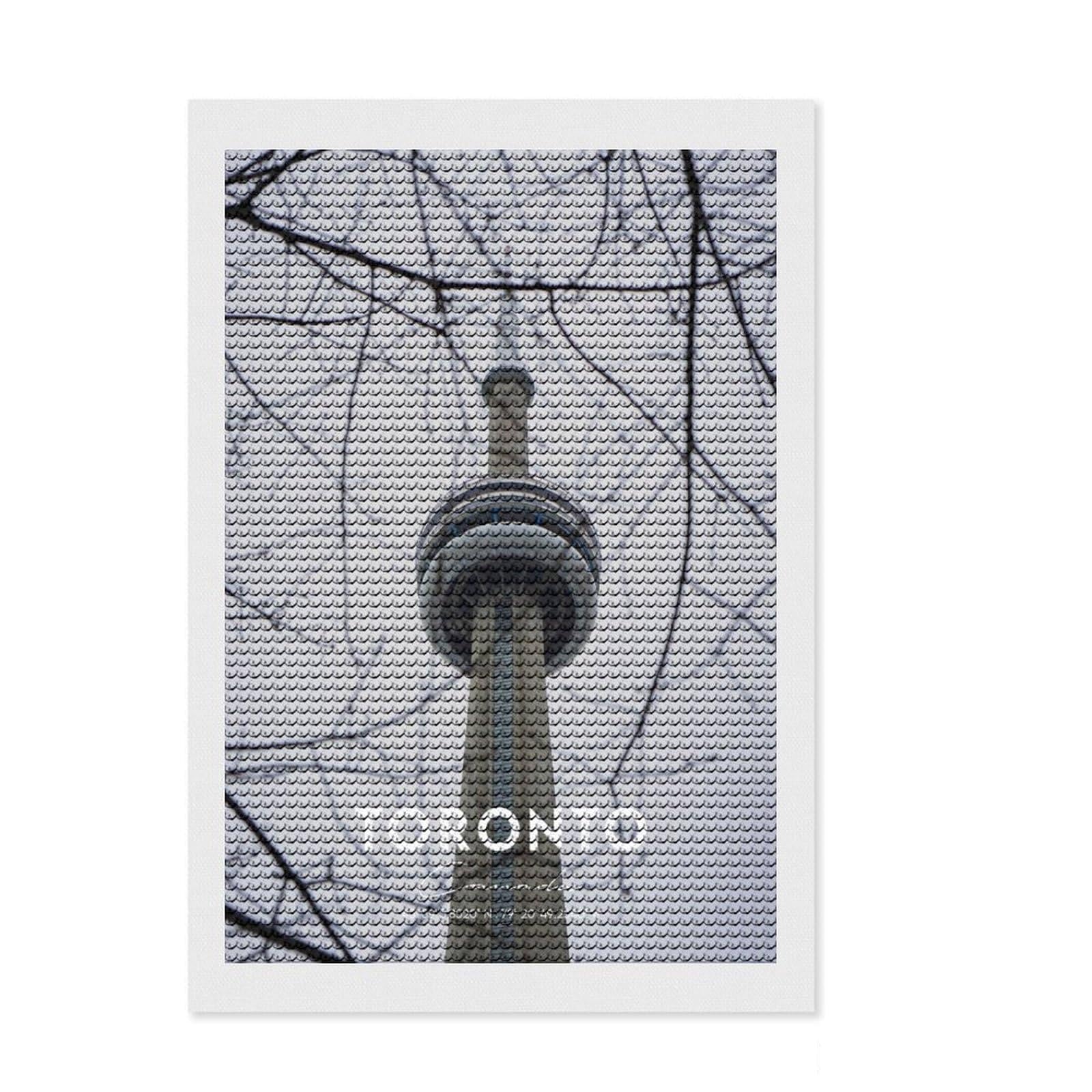 Junmoney Toronto 2 Full Drill Diamond Painting Kit 8"x12", Easy to Enjoy, Mindful Craft Project, Relaxing DIY, Canvas Picture