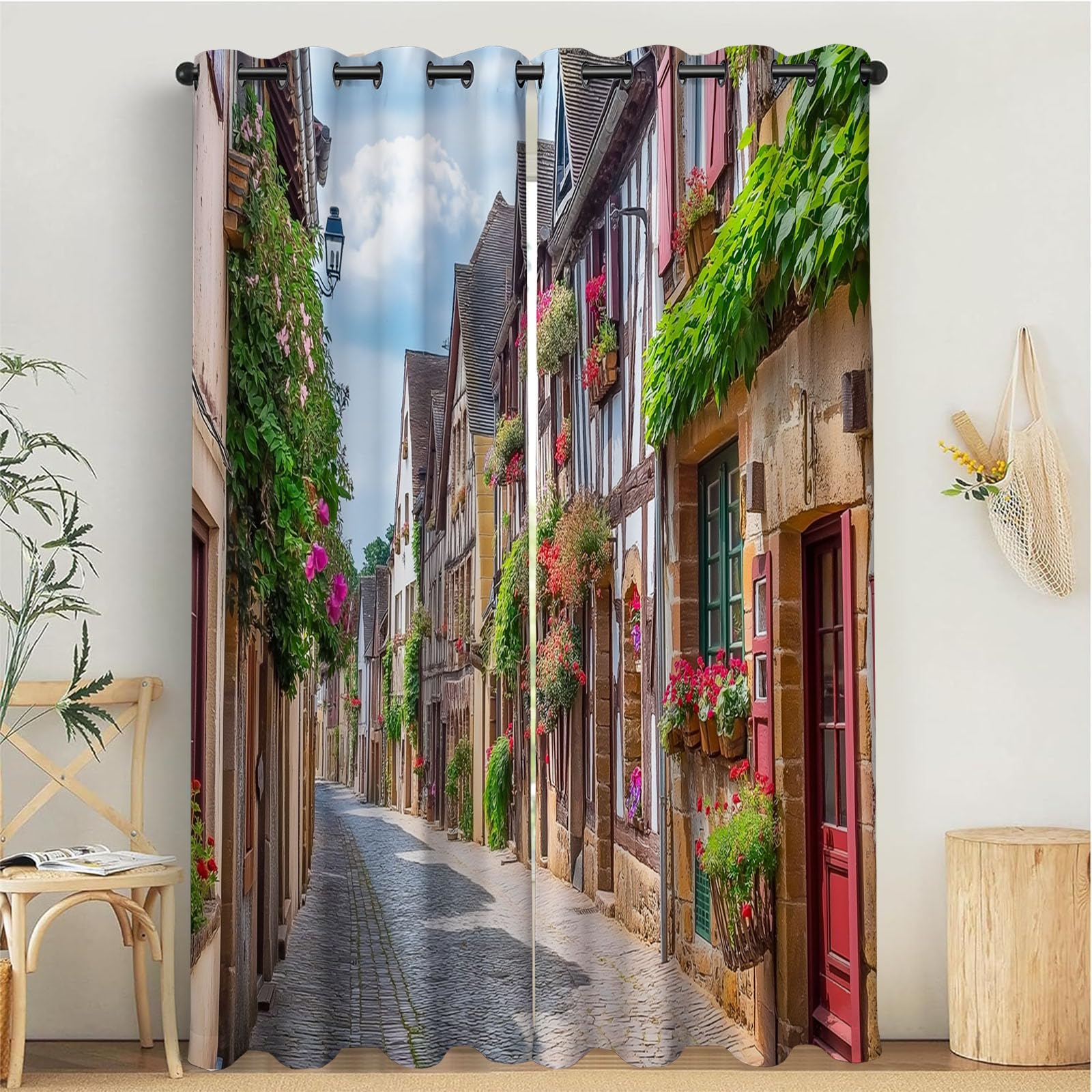 Rideau occultant thermique pour fenêtre de chambre, lot de 2 rideaux opaque paysage multicolore