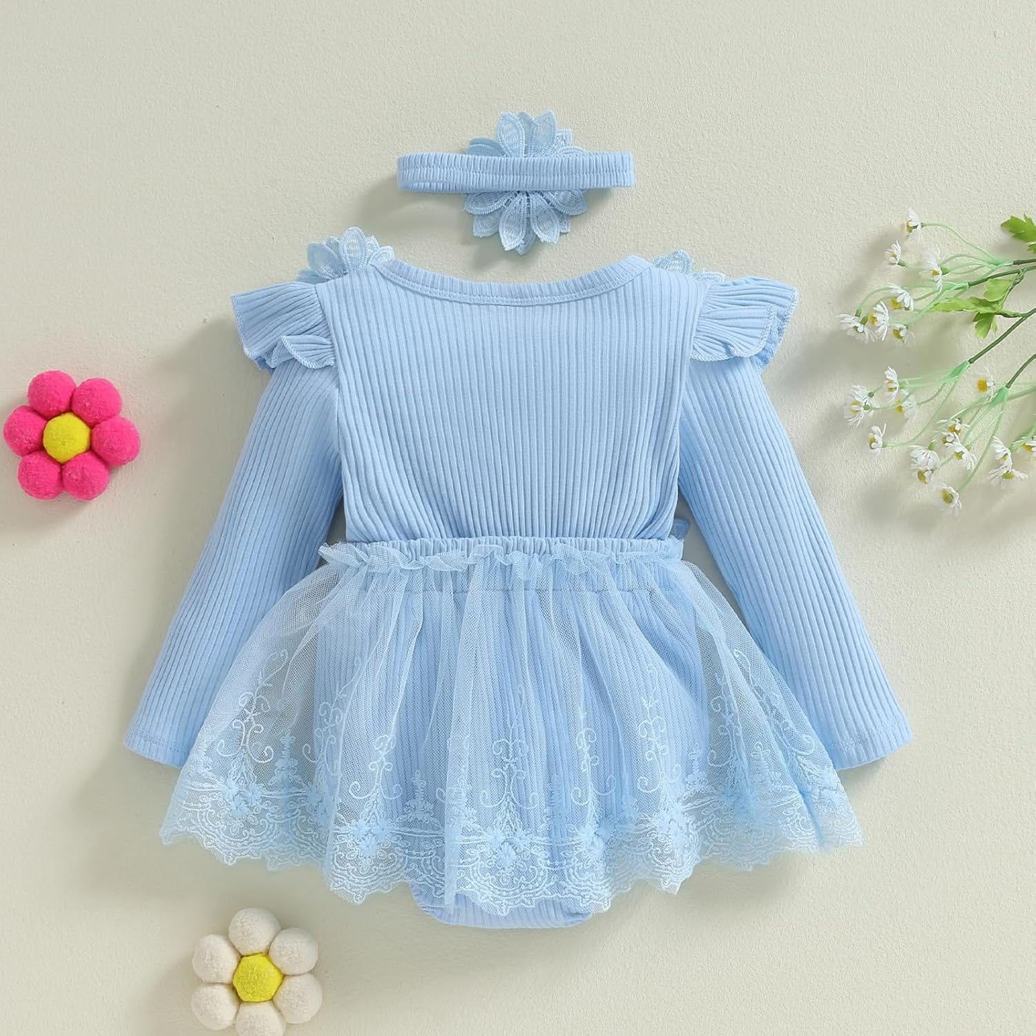 Baby Girl Tulle Birthday Party Princess Dress Long Sleeve Lace Flower Tutu Romper Dress Newborn Fall Clothes - Image 4