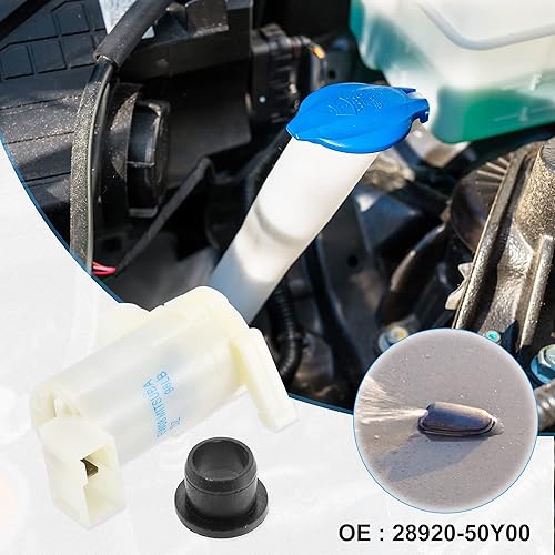 Miniatura 2 de ACROPIX Bomba de motor para lavadora de parabrisas con ojal para base Nissan 200SX, paquete de 1, color negro