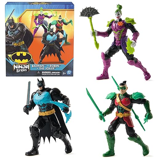 DC Comics, Batman Ninja Strike 6" 3-Pack Battle Set Action Figures with Pop-Out Ninja Accessories, Super Hero Kids Toys for Boys and Girls Ages 3 & Up