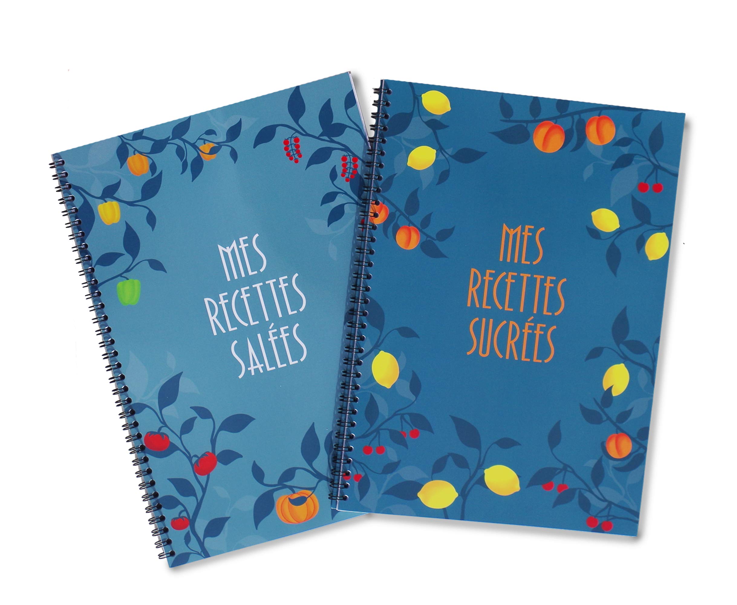 Cahier de Recettes Salées et Sucrées A4 Spirale, 60 Fiches Vierges