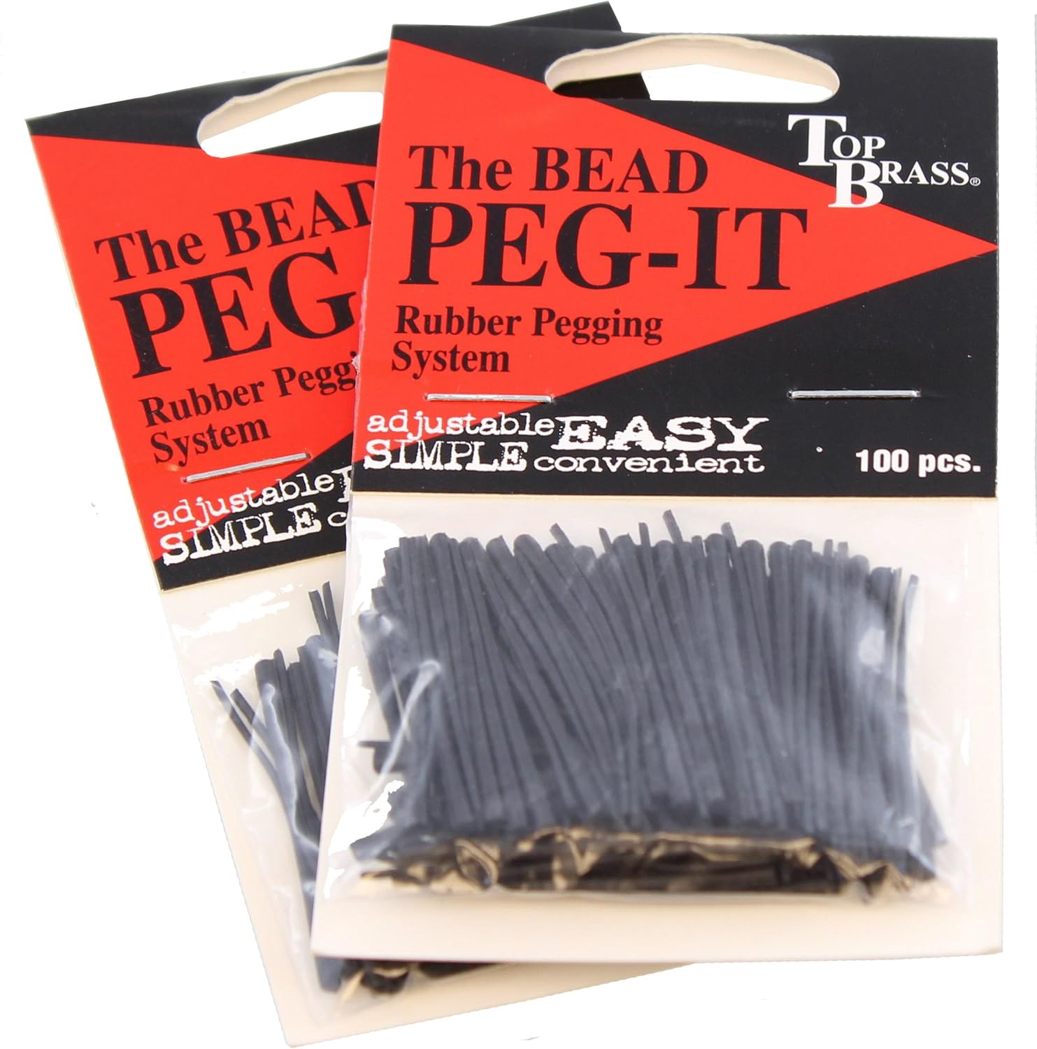 Top Brass Bead Peg-It, 200 Piece Bulk Pack, Black Color