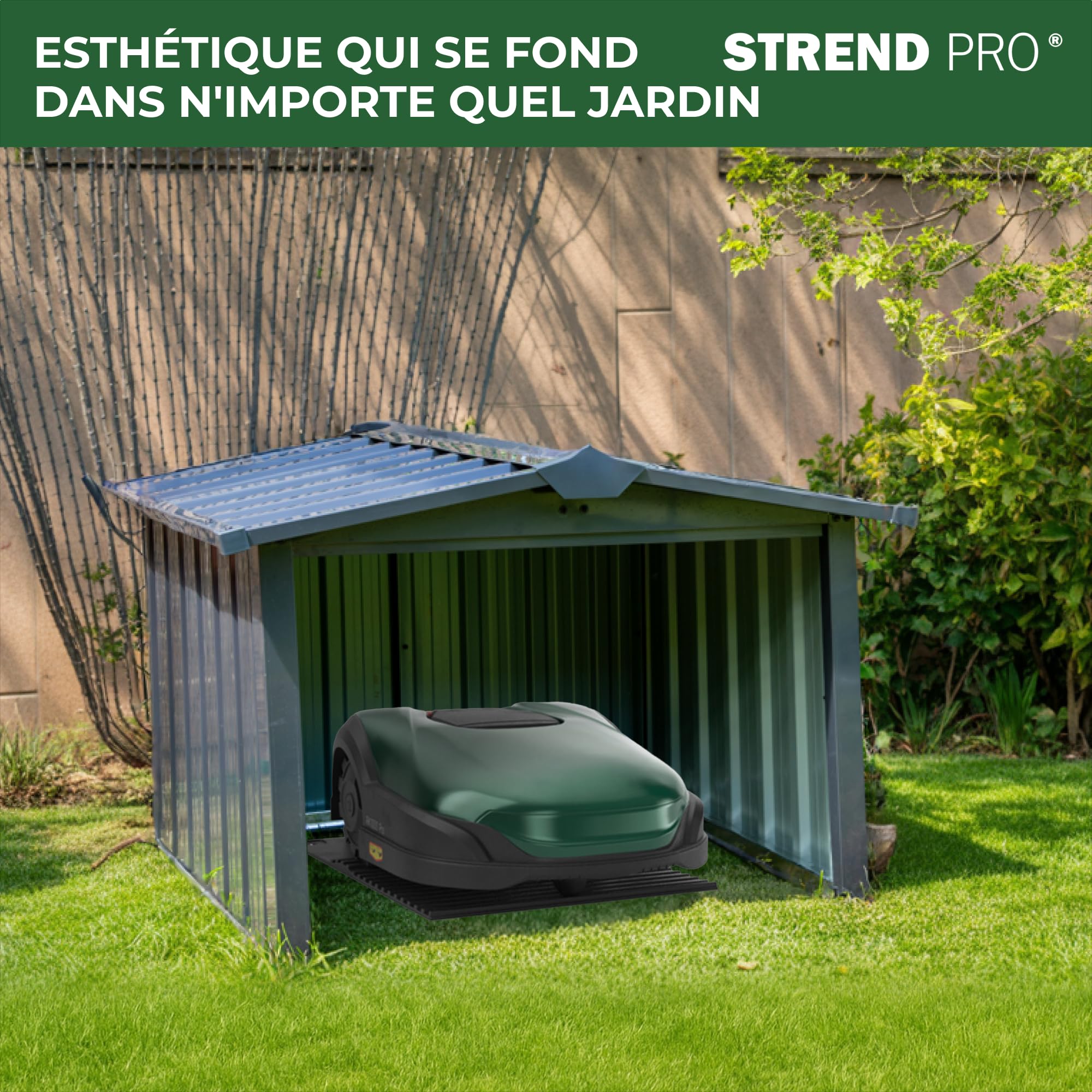 STREND PRO Garage Pour Robot Tondeuse En Métal Anthracite 86x88x60 cm | RÉSISTANT AUX INTEMPÉRIES | Anti-UV | Abri | Carport | Toit Protecteur | Couverture Pour Robot Tondeuse