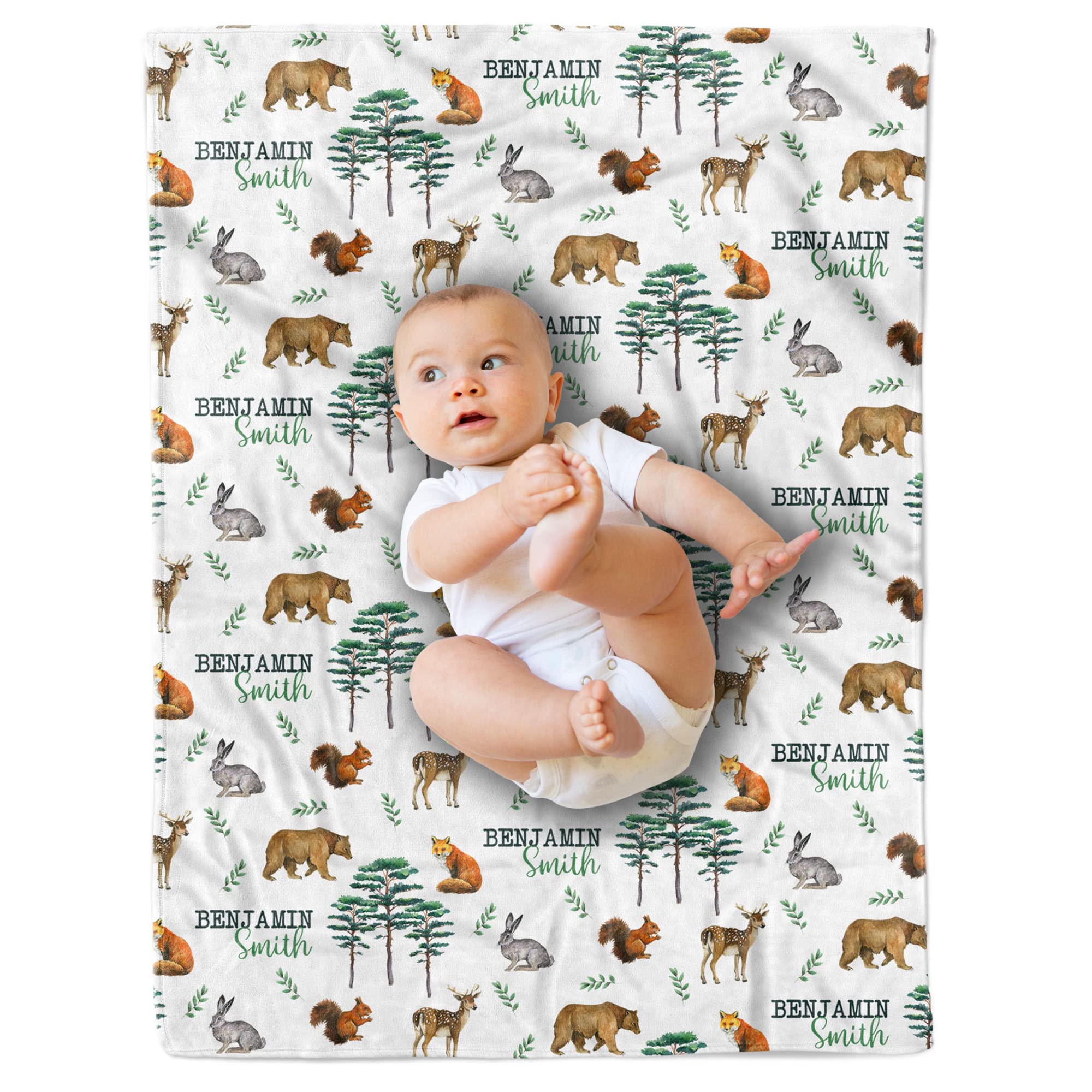 Arteaga Baby Blankets for Boys, Customized Baby Blankets for Boys, Woodland Theme Baby Blanket, Best Gift for Baby, Newborn, New Mom, Super Soft Plush Fleece, 30''x40'' King