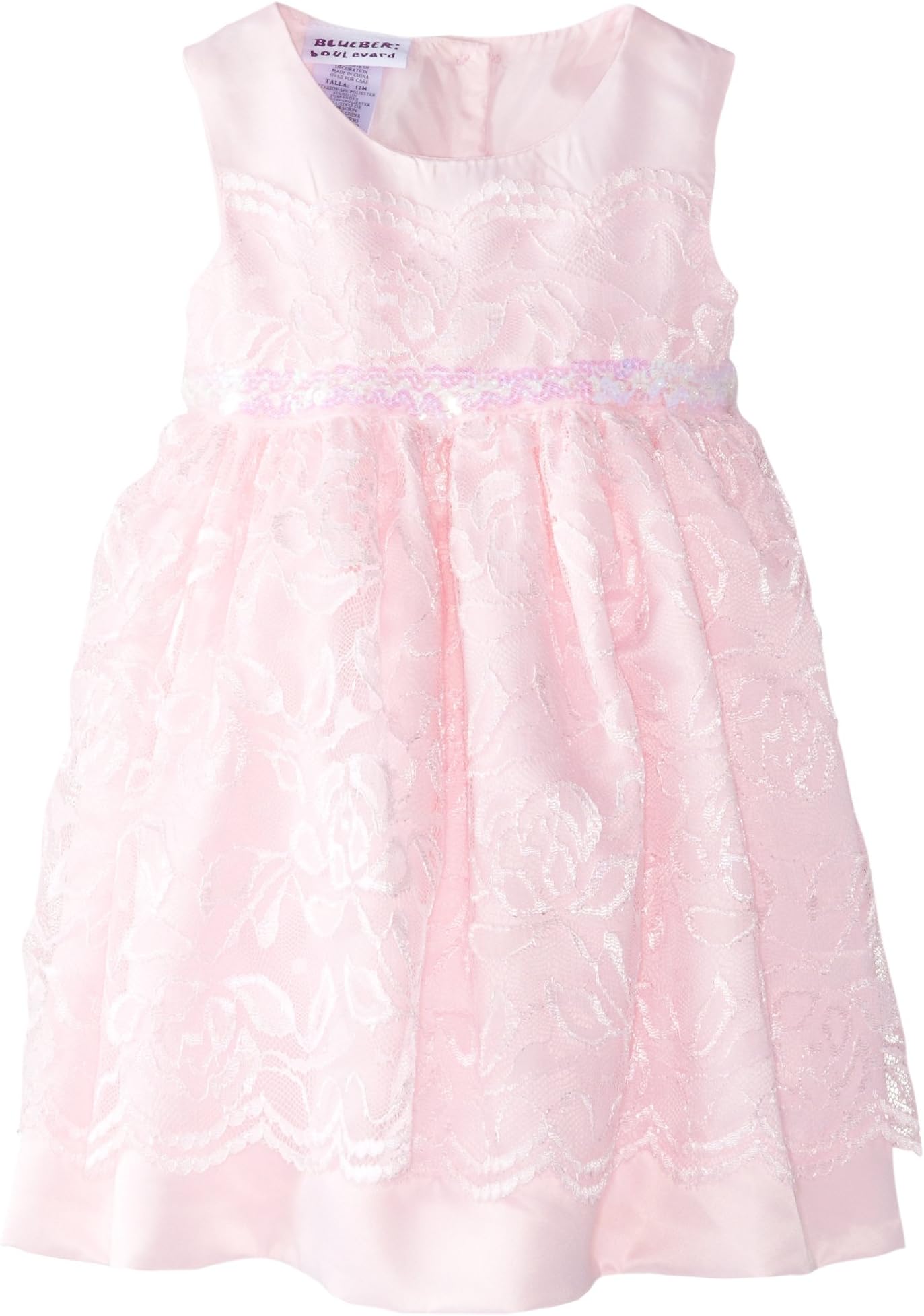 Blueberi Boulevard Baby Girls' Sleeveless Lace Bead Waist Dress