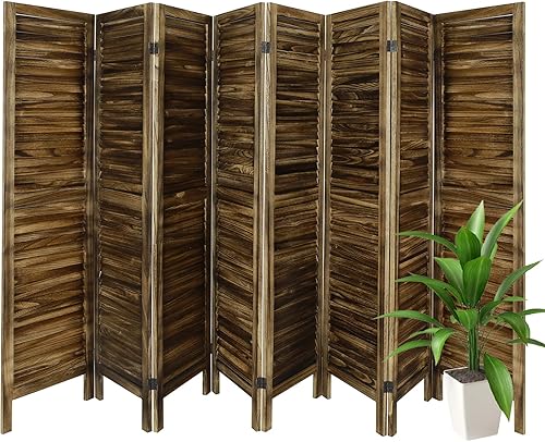ECOMEX Separadores de habitación, 8 paneles de madera para habitación, separador de pantalla de privacidad plegable y separadores de habitaciones,