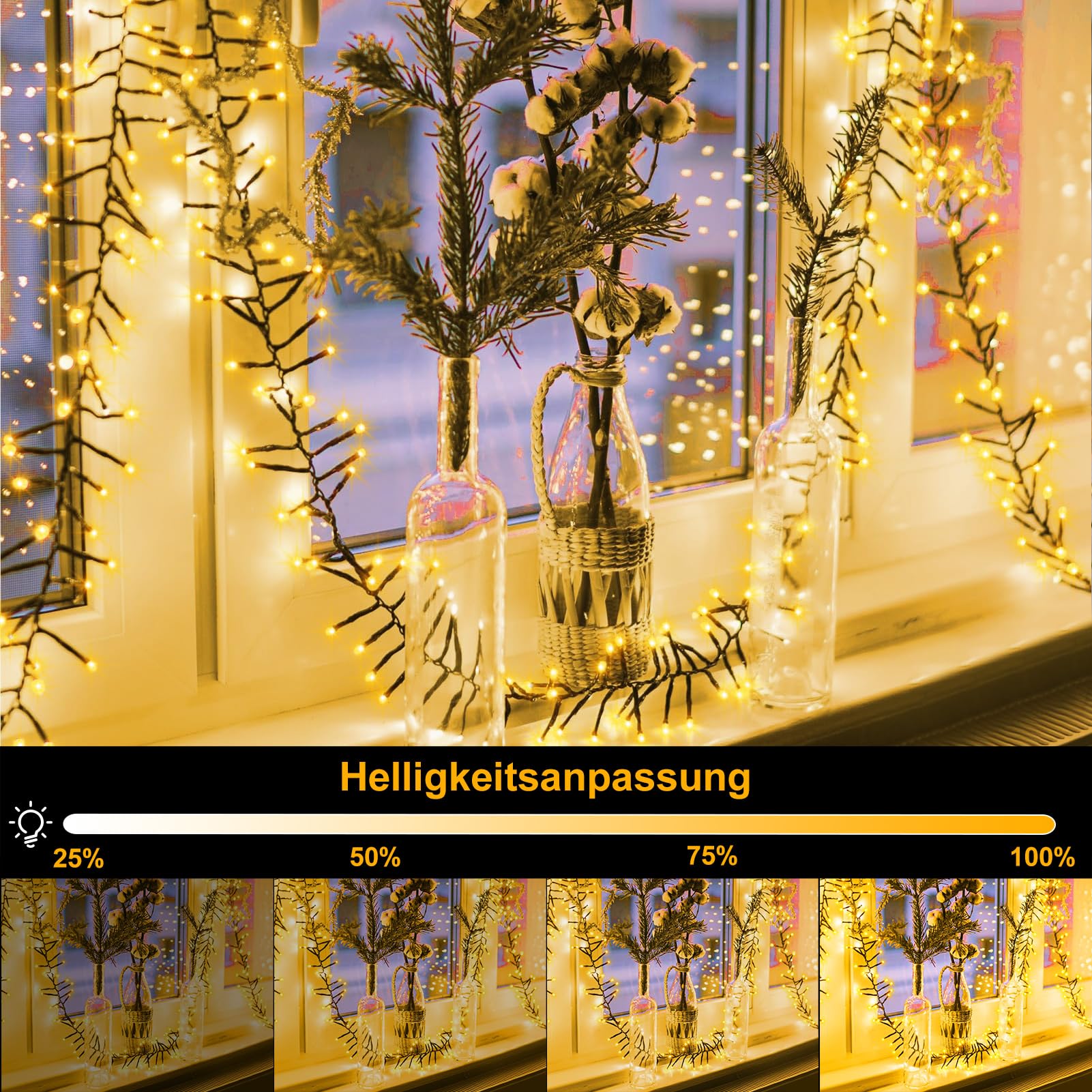 Zwei Farben 30M Lichterkette Außen 1500 LED Cluster Lichterkette mit Timer | Fernbedienung Lichterketten Weihnachtsbaum mit Stecker für innen außen Baum Hochzeit Dekor (Warmweiß oder Mehrfarbig)