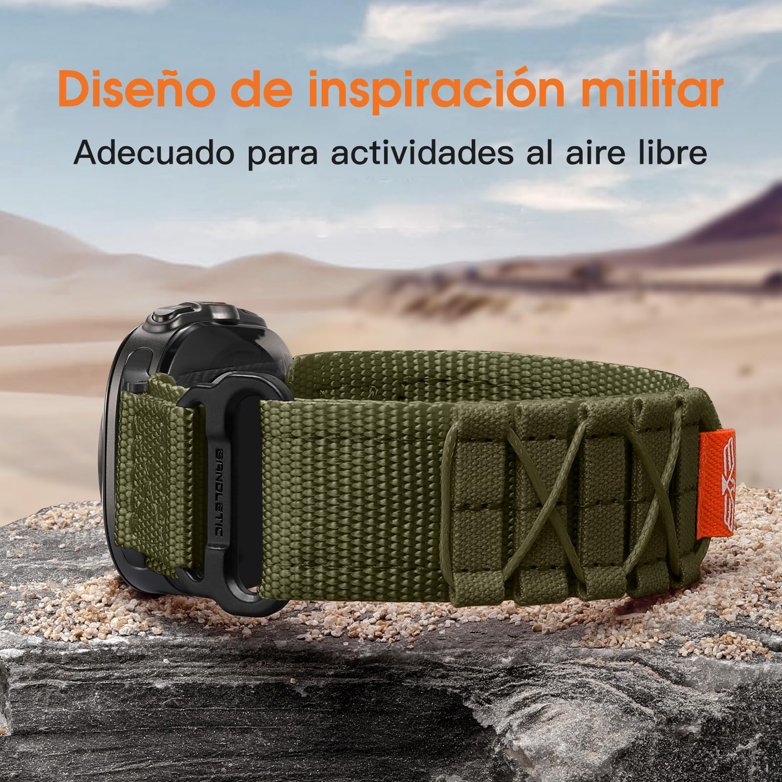 Bandletic Compatible con Correa Samsung Galaxy Watch Ultra 47mm para Mujeres Hombres, Correas de Recambio Ajustables de Nylon Sport, Suaves y Transpirables para Galaxy Watch Ultra 2024, L/Verde