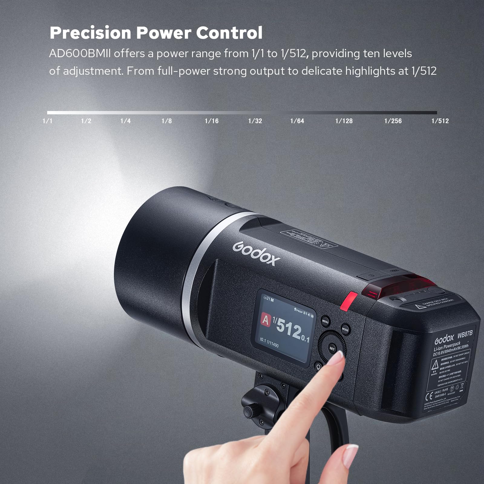 Godox AD600BM II Flash Strobe Extérieur, 600W Flash Portable AD600BMII 2.4G TTL 1/8000 HSS Monolight, 0.01-1.9s Recycle, 40W LED Modéling Lampe avec Rechargeable Batterie and Bowens Mount
