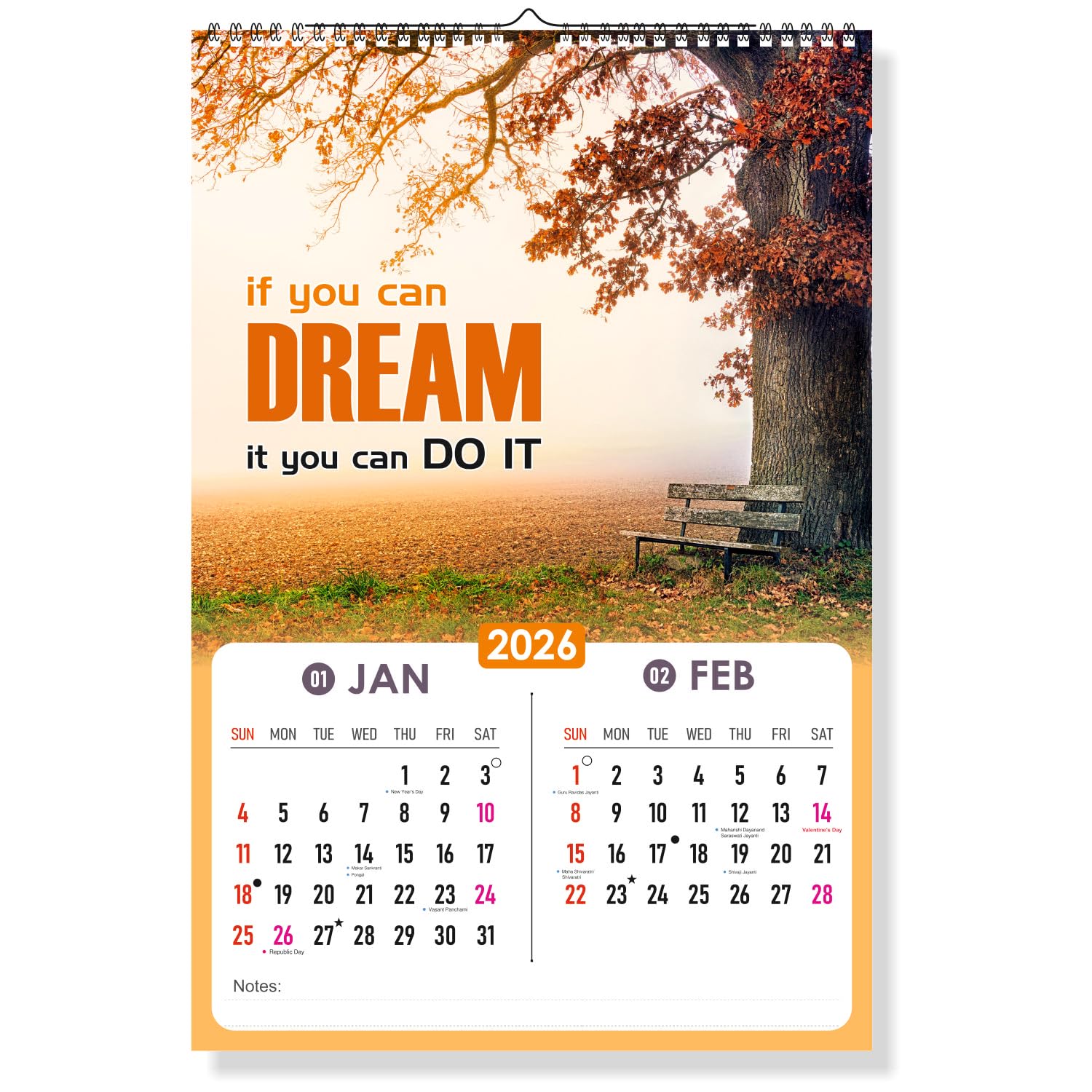 Zoozoartz 2025 New Year Motivational Life Quotes Wall Calendar - 12-Month Large Hanging Calendar, 12.5" x 18.5", 130 GSM Art Paper, Thick Paper, Twin-Wire Binding, Perfect for Home, Office, or Classroom-image-49