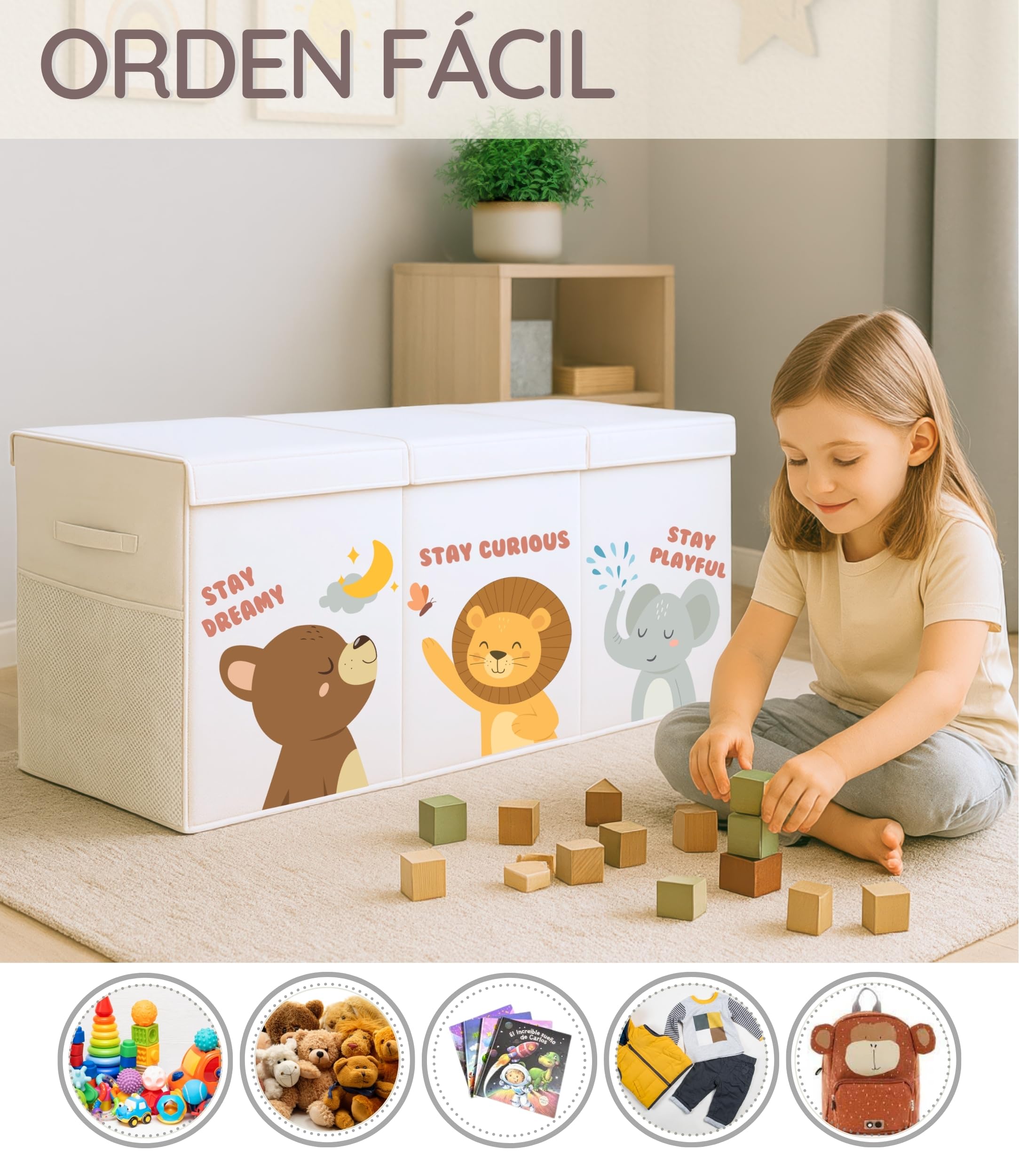 Baúl Juguetes Infantil Grande XL - Cesta Almacenaje Juguetes Plegable y Resistente - Juguetero Organizador de Juguetes Infantil de Tela Oxford - Caja Juguetes Almacenaje dormitorio con tapa