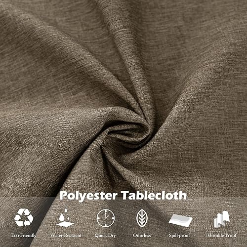 Miniatura 4 de Qidordour Mantel redondo de 70 pulgadas de diámetro, mantel de lino sintético, resistente al agua, a prueba de derrames, lavable, de poliéster, para