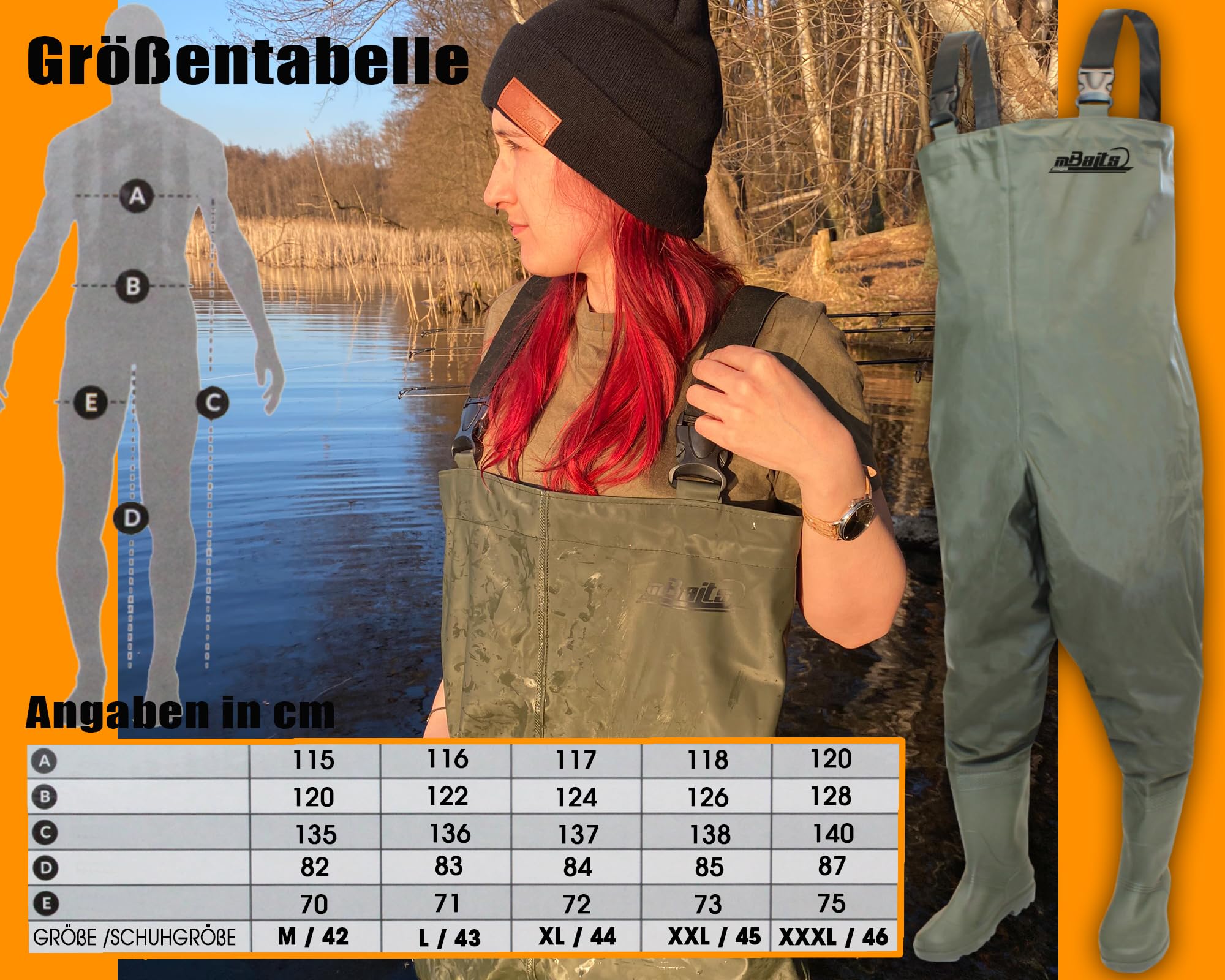 Angel-Berger Magic Baits Wathose Wader Watstiefel Watbekleidung PVC Nylon Wasserdicht Anglerhose