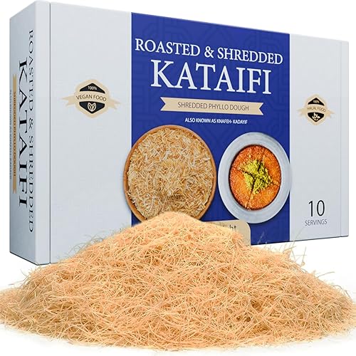 Kataifi Masa de fillo triturada asada a granel 1.1 libras (1.1 lbs)  Masa Knafeh seca al horno para barra de chocolate Dubai crujiente Kunafa