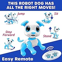 Vista 3 de Robo Pets Robot de juguete para perros para niñas y niños, robot de juguete a control remoto con LED, sonido FX, gestos interactivos de movimiento