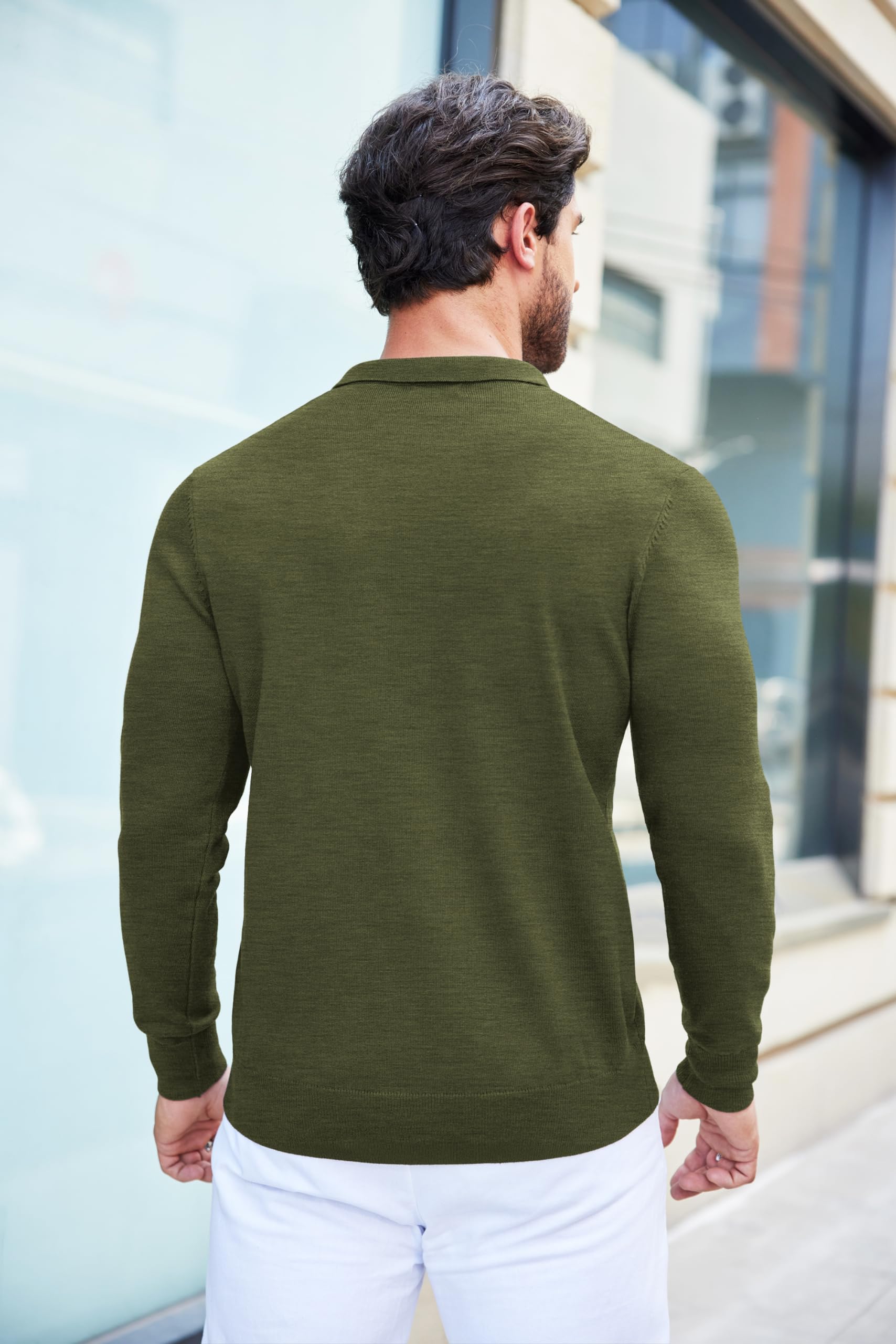 COOFANDY Polo Pullover Herren Strickpullover mit Polokragen Strick Poloshirt Herren Langarm Polo Pulli Business Pullover Sweater Winterpullover