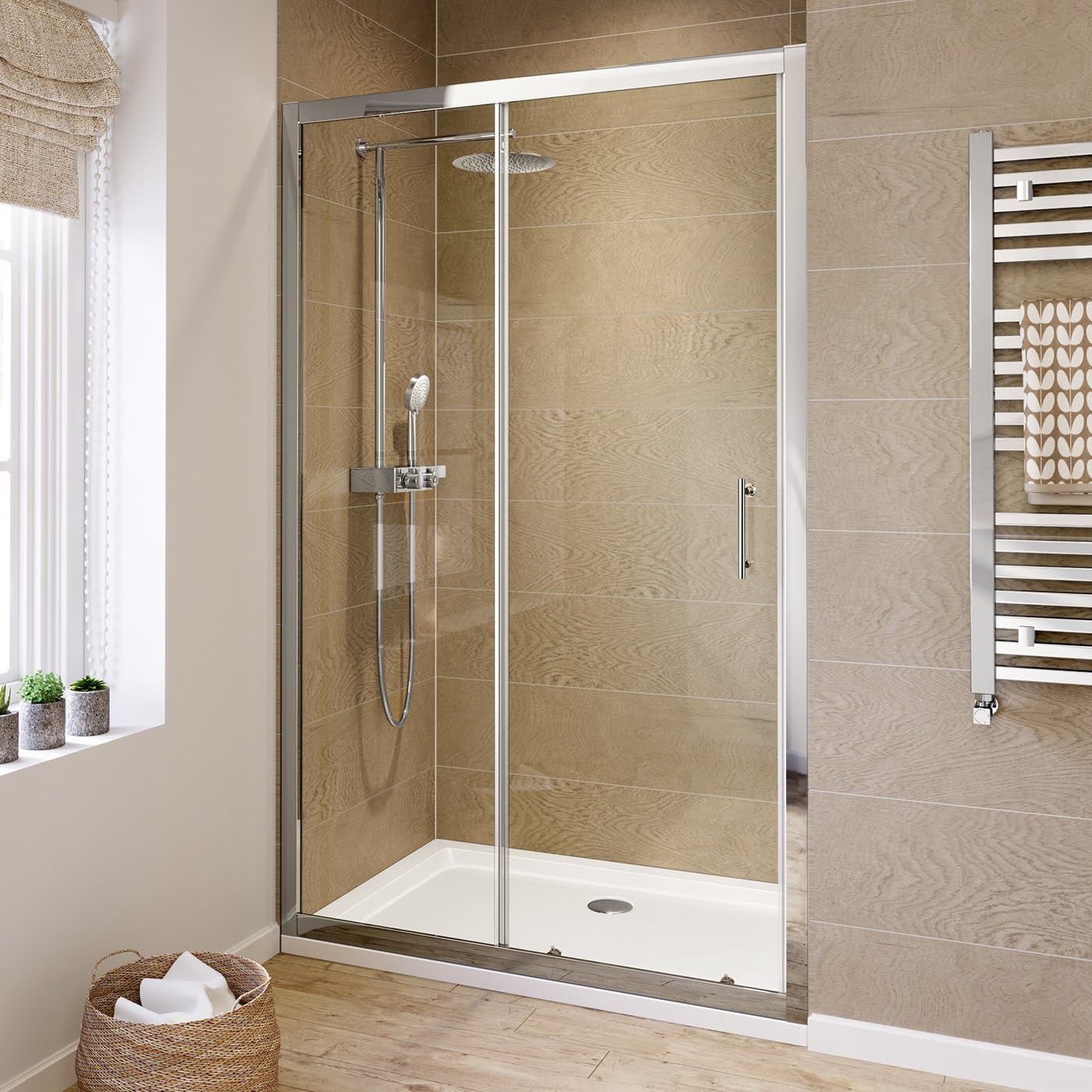 1200 mm Sliding Glass Cubicle Door Modern Bathroom Alcove Shower Enclosure by iBathUK