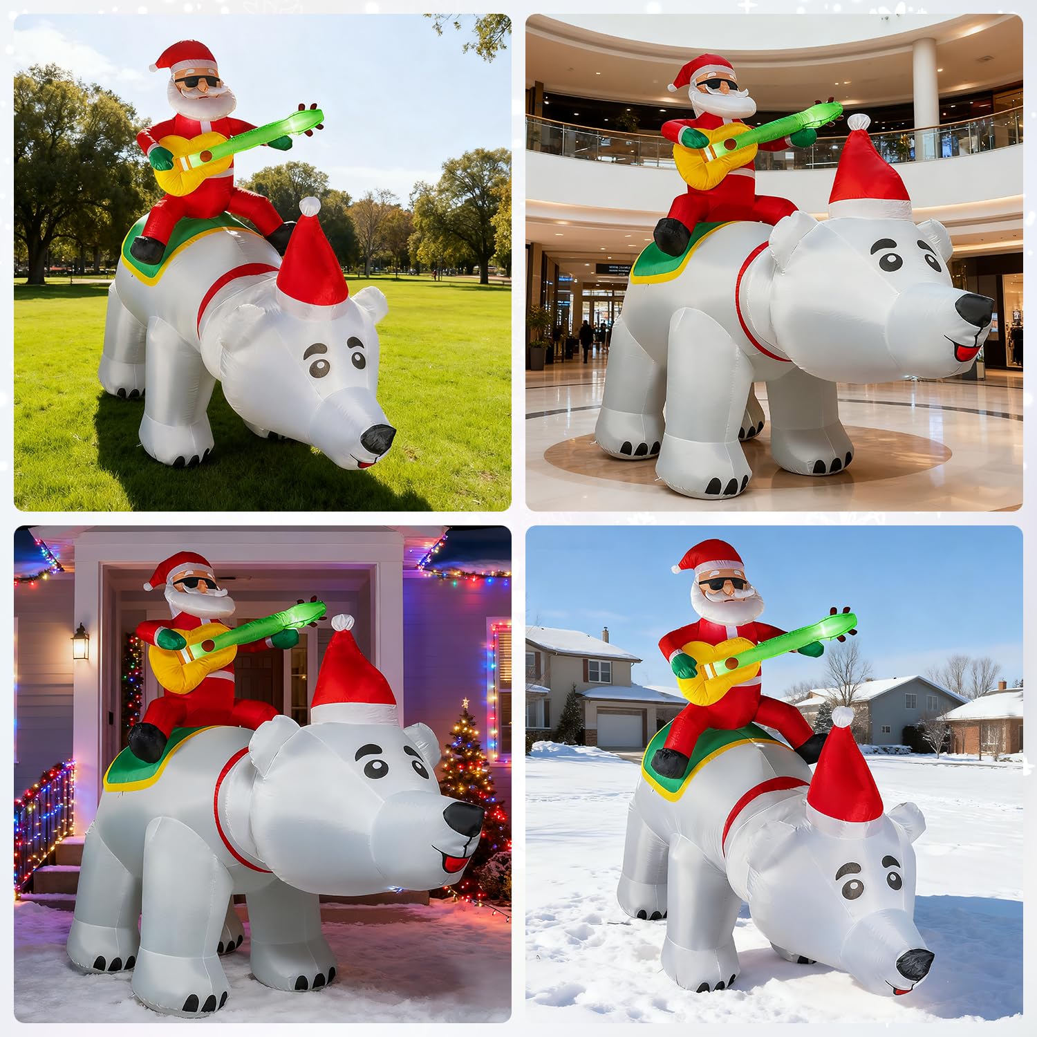 Oso inflable de Navidad de 7 pies con cabeza temblorosa y música, decoración de patio inflable con luces LED para Navidad, fiesta, interior, jardín, césped
