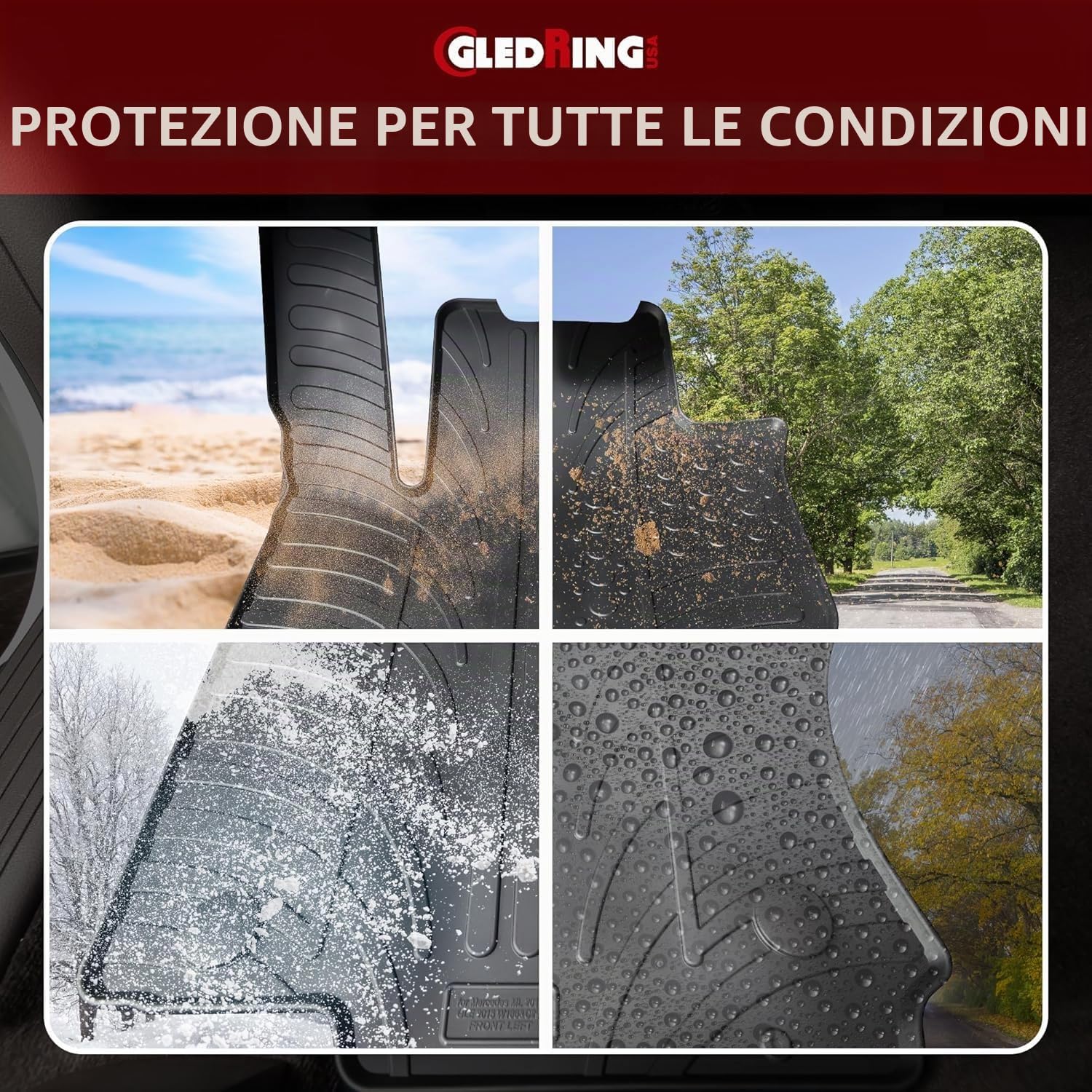 Tappetini in Gomma Compatibile con BMW X1 (U11) 2022- (Profilo T 4-Parti + Clip di Montaggio)