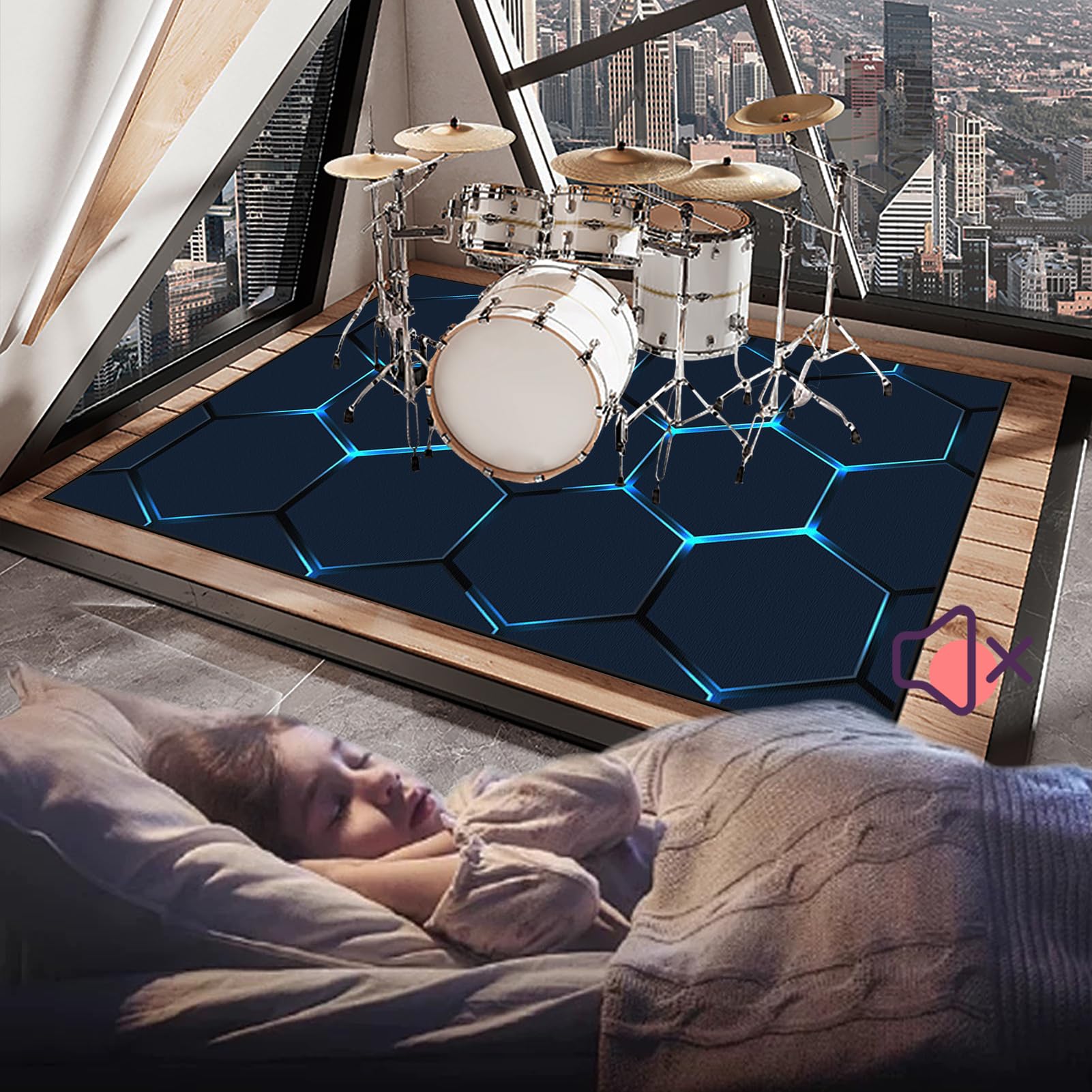 Dywan bębnowy Akustyczny dywanik bębnowy Elektroniczny dywanik bębnowy Dźwiękoszczelny bębnowy do elektronicznego bębna bębnowego i innych instrumentów muzycznych 140 x 120 cm