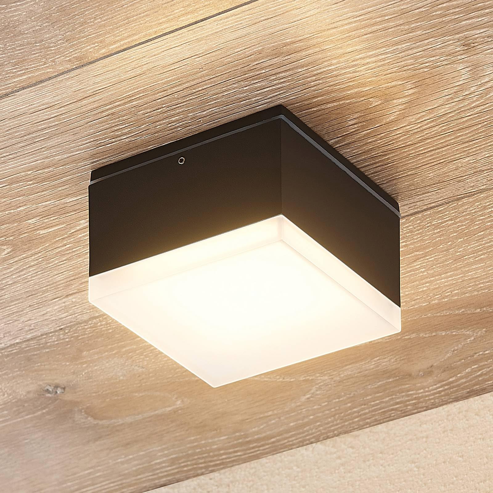 Lindby Plafoniere LED (Moderno) colore Nero, in Alluminio lampadina inclusa lampada da esterni per giardino terrazzo balcone e casa plafoniera