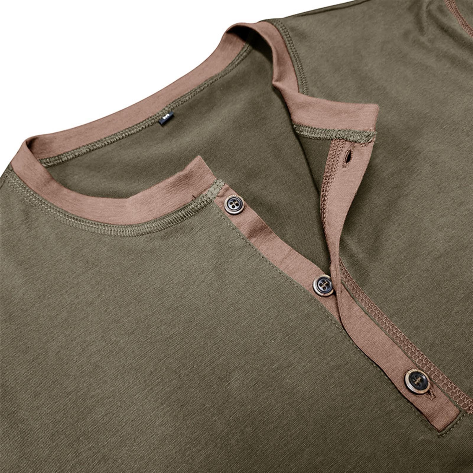 hixswnu 2024 Sommer Männer Kurzarm Henley Shirt Casual Rundhals Farbblock T-Shirt Tops mit Knopf