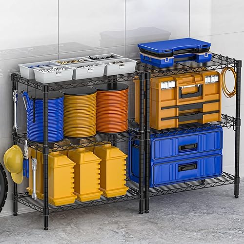 Miniatura 7 de Estante de metal de 3 niveles para almacenamiento, estantería de alambre, estante organizador de acero para cocina, oficina, garaje, despensa,