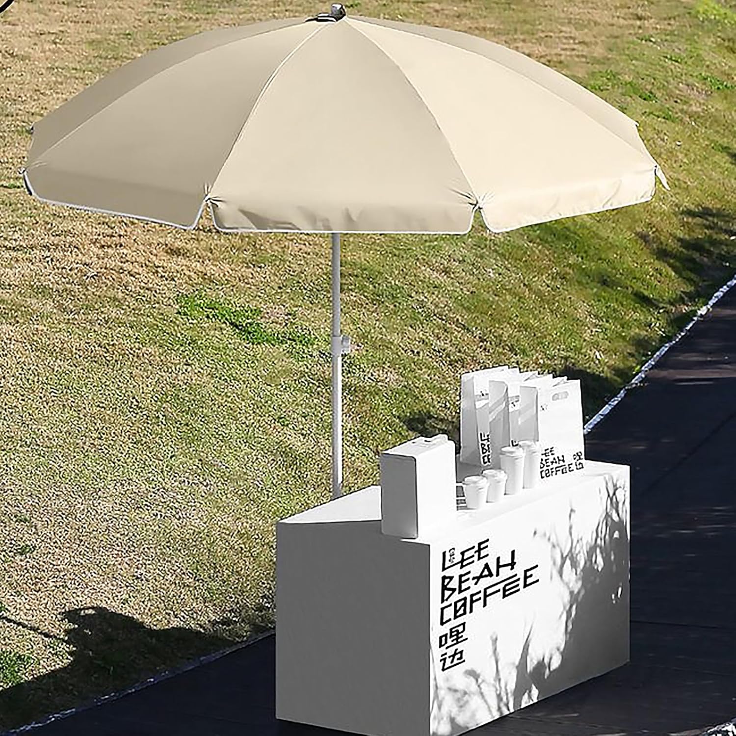 MILIMOLI 5FT Portable Beach Umbrella with UPF50+ UV Protection & Carry Bag - Seaside Sun Shelter for Beach, Patio, Yard, Pool, Camping & Court Matches