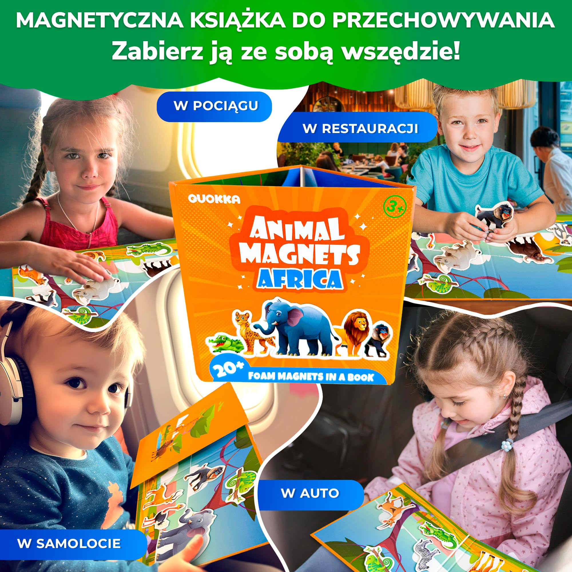 QUOKKA Magnetyczna Gra Dla Dzieci W Wieku 2-3 Lat – 20+ Elementów Afrykańska Gra Magnetyczna – Aktywność W Samolocie Dla Maluchów – Zabawki Edukacyjne Do Podróży – Gry Podróżne