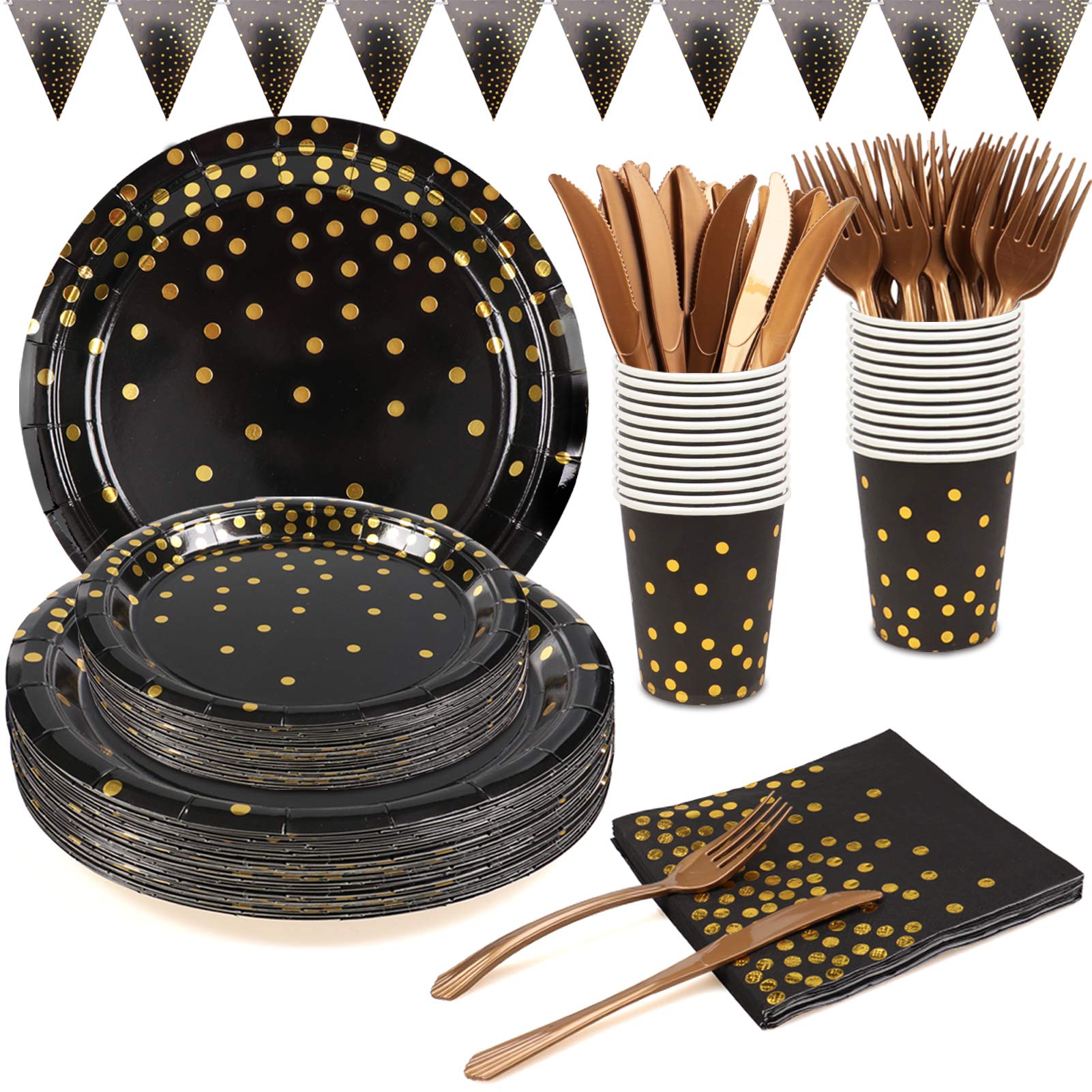 Buy Black and Gold Party Supplies Black Party Plates Tableware Napkins