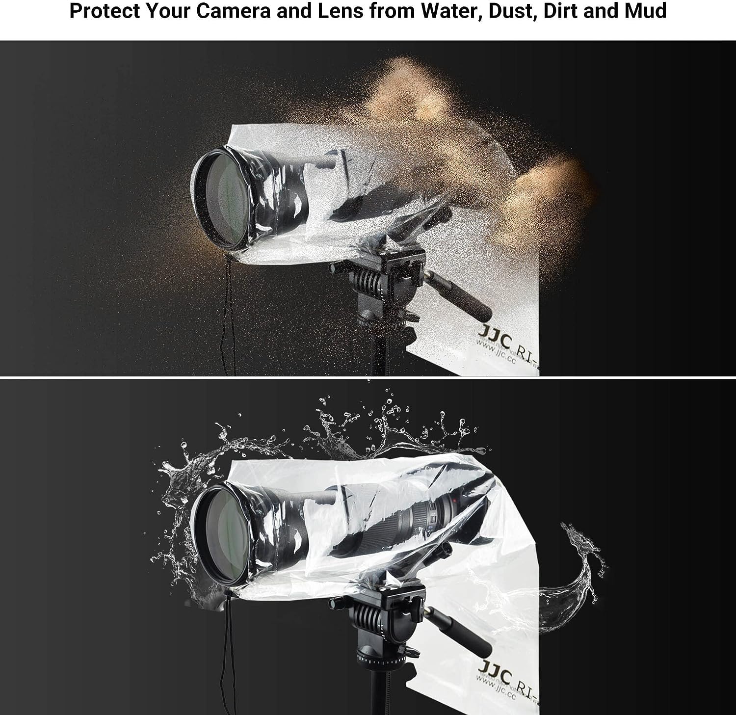 JJC Pokrowiec przeciwdeszczowy do lustrzanek cyfrowych Canon, Nikon, Sony z obiektywem o długości do 45 cm