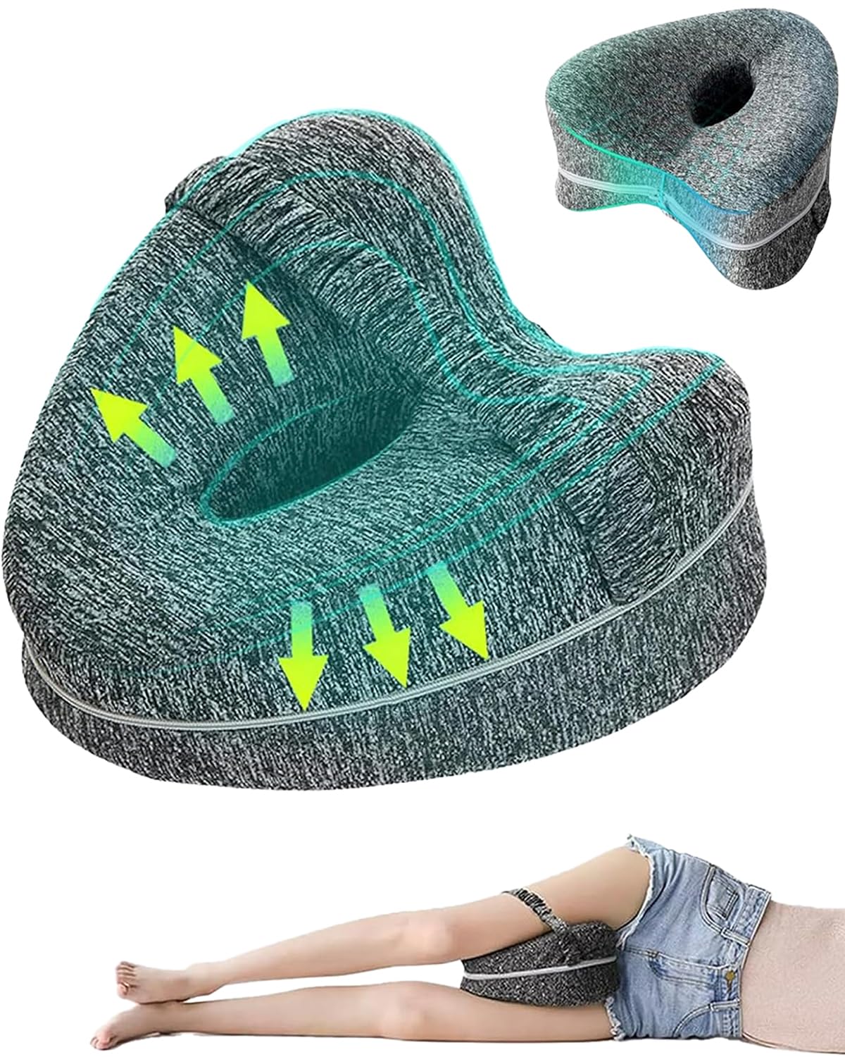 Vihaanta Knock Knee Corrector, Heart-Shaped Leg Pillow, Grey, 25 * 23 * 13cm, Supports Comfort and Alignment, Lightweight and Portable Design, Memory Foam Leg Pillow Wedge Cushion for Side Sleeper-image-48