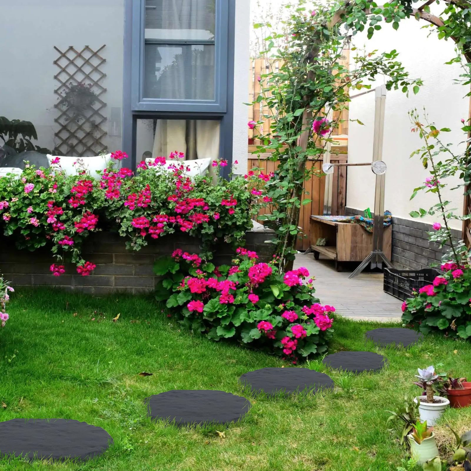 Piedras de jardín - adoquines decorativos para pasillos | Losas con estacas para callejón jardín patio trasero piscina parque espacios exteriores