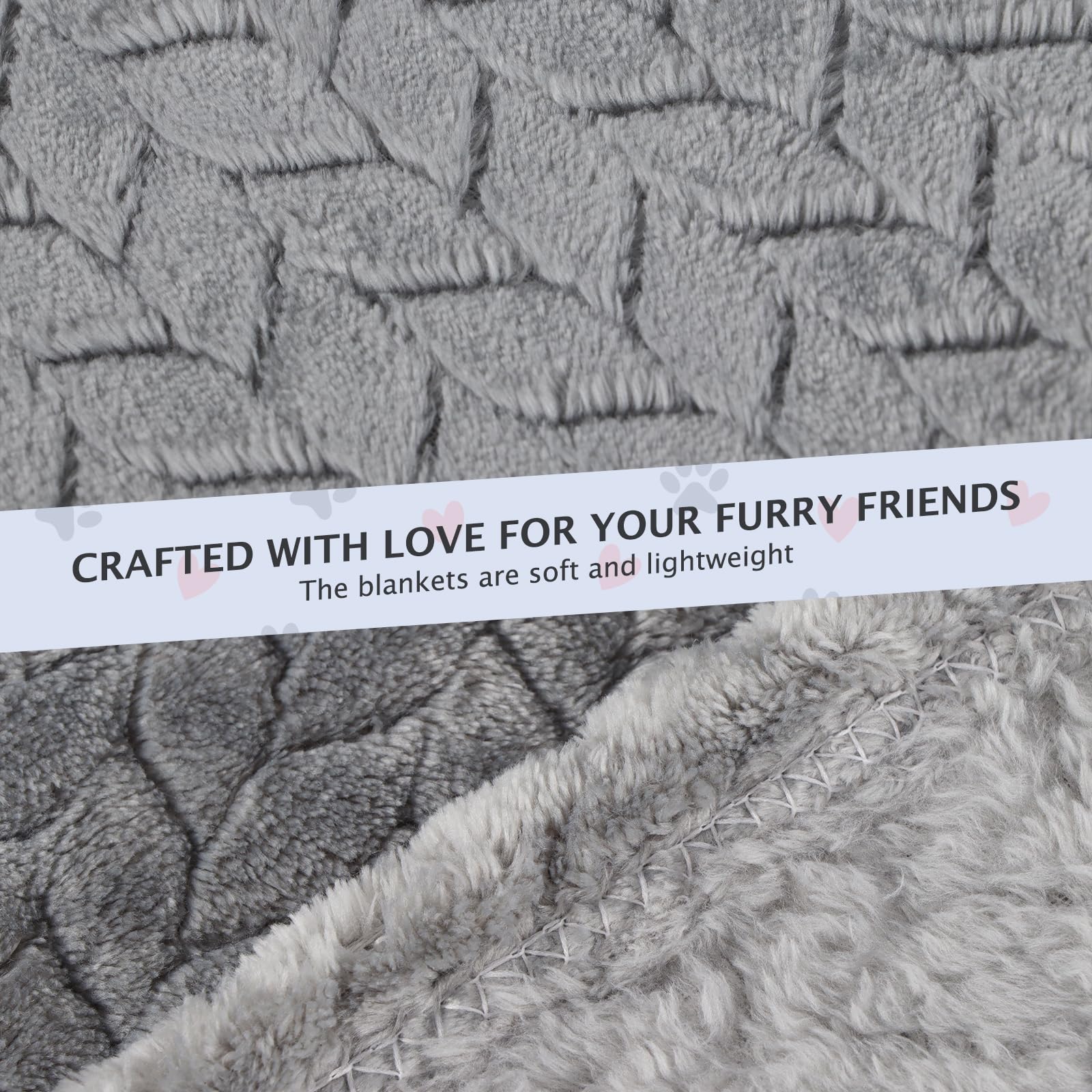 BVAGSS 6 Pezzi Piccola Coperta per Cane, Lavabile Soffice Morbida e Calda Flanella Copertine per Cani/Gatto di piccola e media taglia per dormire XH075 (76 x 52 cm, Grey Wheat Ears)