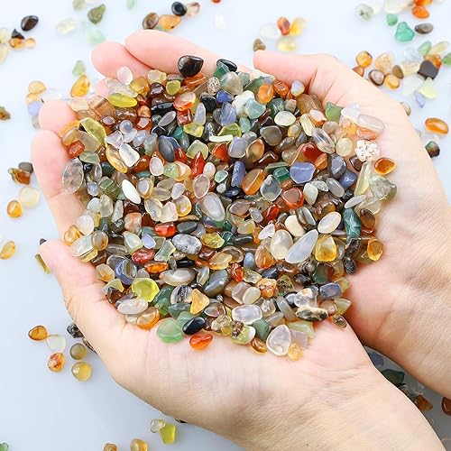 Vista 107 de ZHIYUXI Piedras de cristal de cornalina para pecera, grava, jarrón de relleno, cristales triturados, cristales curativos pulidos, piedra de cuarzo K