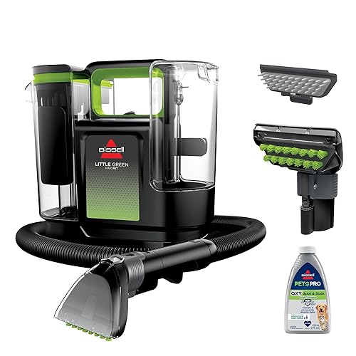 BISSELL® Little Green® Max Limpiador Portátil para Alfombras y Muebles Tapizados para Mascotas, Detalle de Automóvil, con Herramienta de Manchas Resistente de Auto-Limpieza y Herramienta para Eliminación de Pelo de Mascotas (3860)