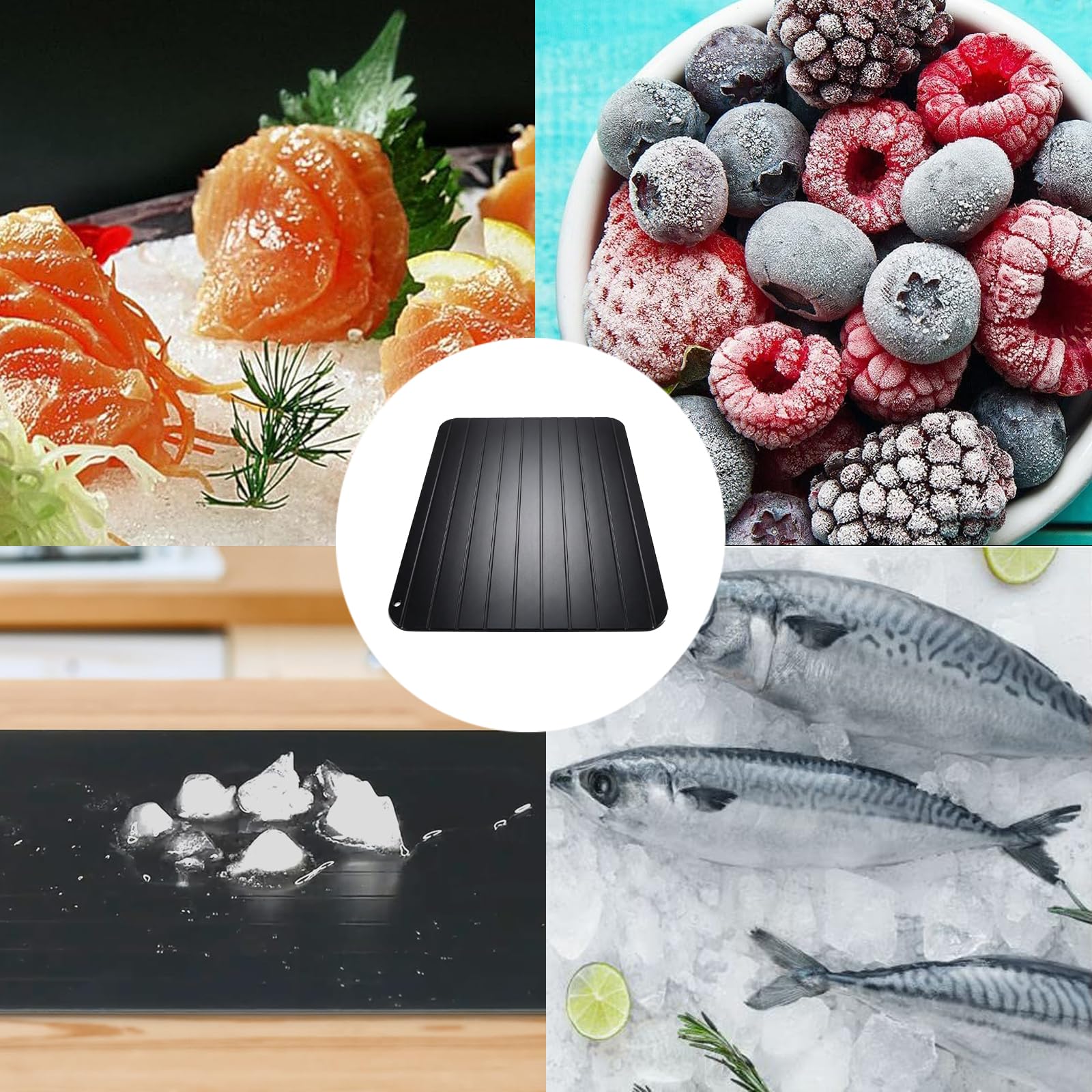 Plateau de Décongélation Rapide en Aluminium pour Viande Poisson Aliments Surgelés 29.5 x 21 x 0.2cm