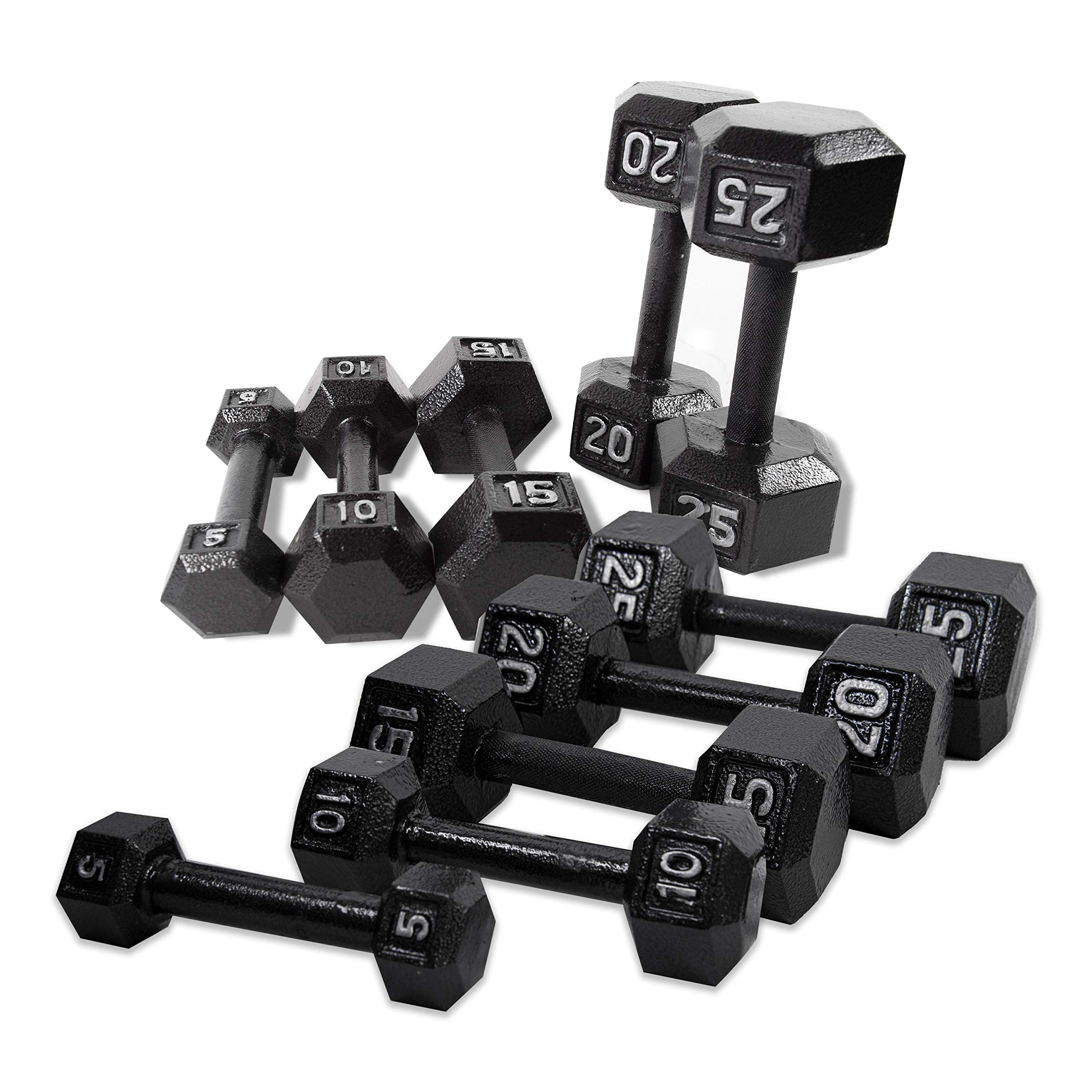 CAP Barbell 150 Pound Cast Iron Dumbbell Set Black