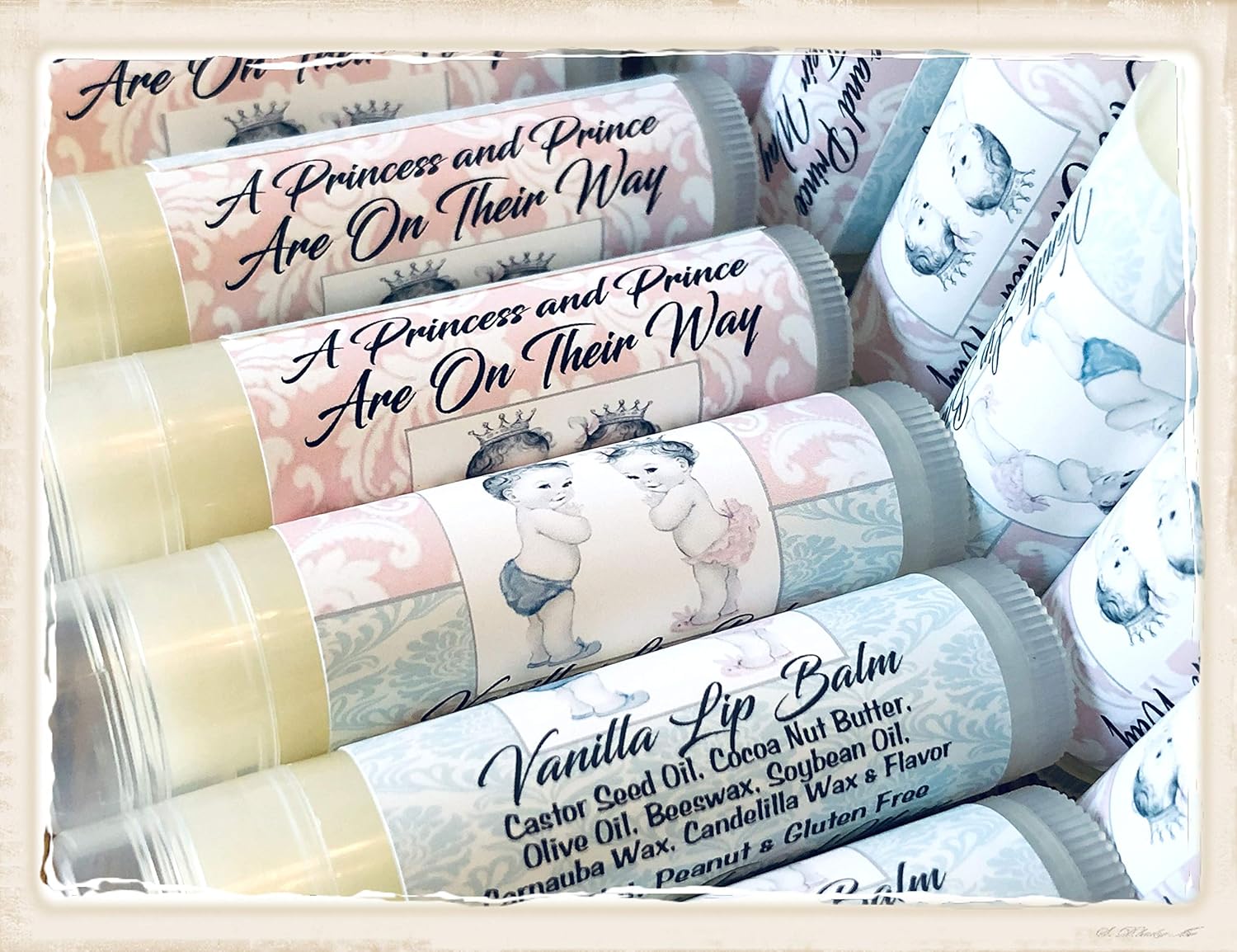 20 BOY Girl Twins Lip Balm Baby Shower Party Favors Twin