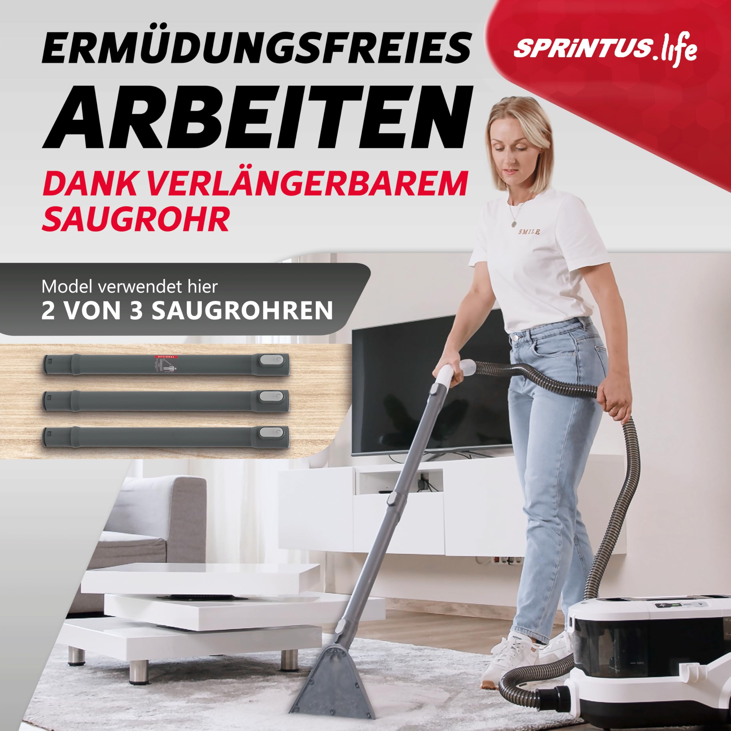 SPRiNTUS Nasssauger Polsterreiniger Gerät SPOTTY mit 170mbar Saugleistung für gründliche Reinigung von Teppich, Polster, Tierhaar, Auto & Hartboden I Hygienischer Teppichreiniger Waschsauger [67db]