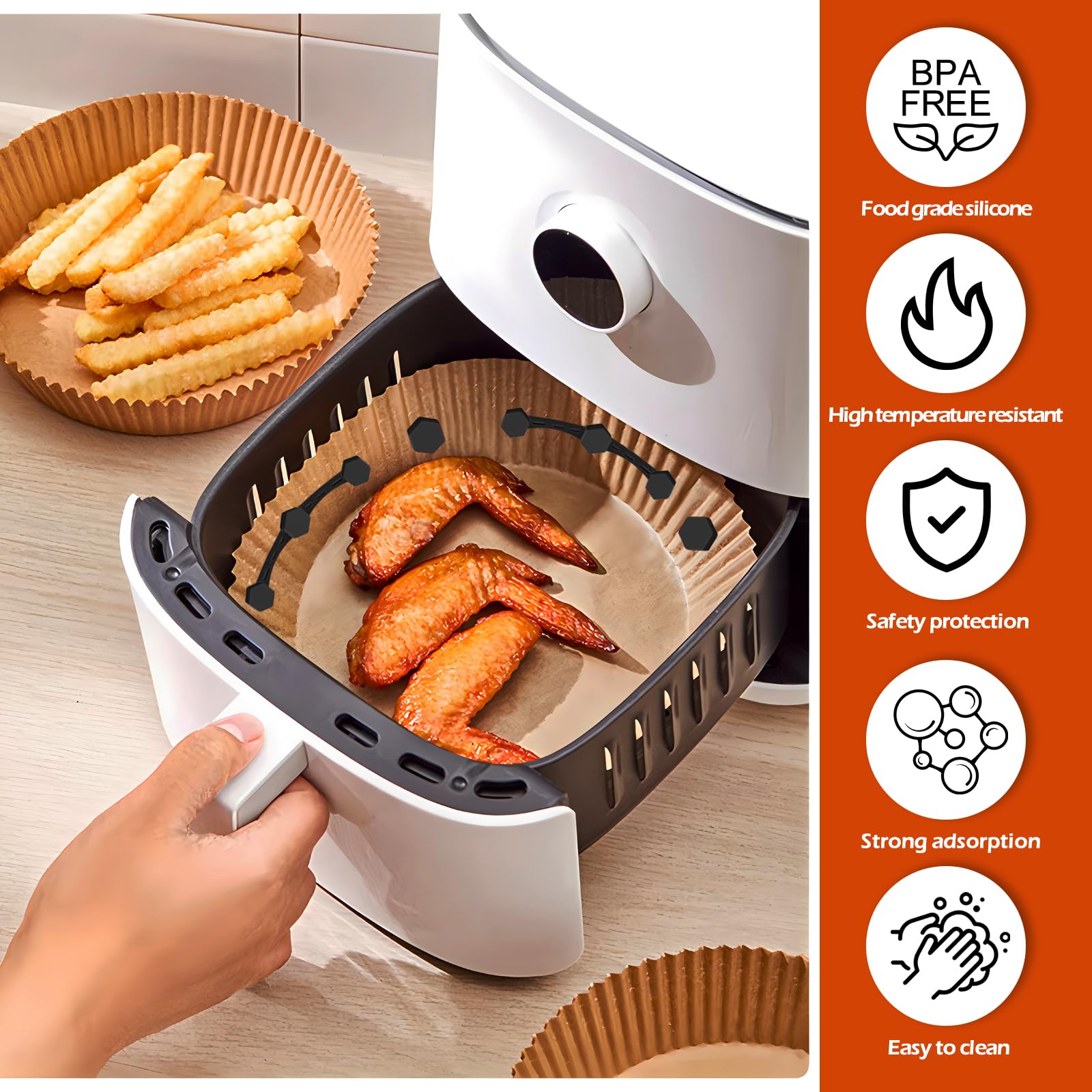 Air Fryer Magnet-Schnalle Aus Silikon – Hält Backpapier Fest, Hitzebeständig, Für Alle Heißluftfritteusen